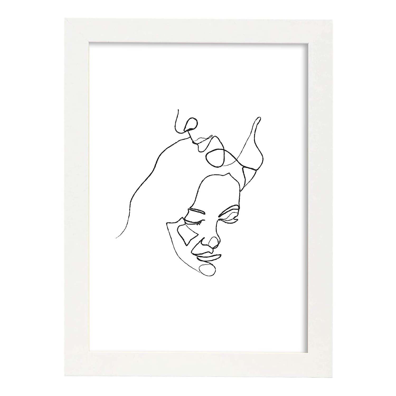 Posters de dibujos y bocetos a una linea. Lámina nordica de Pareja beso romantico.-Artwork-Nacnic-A3-Marco Blanco-Nacnic Estudio SL