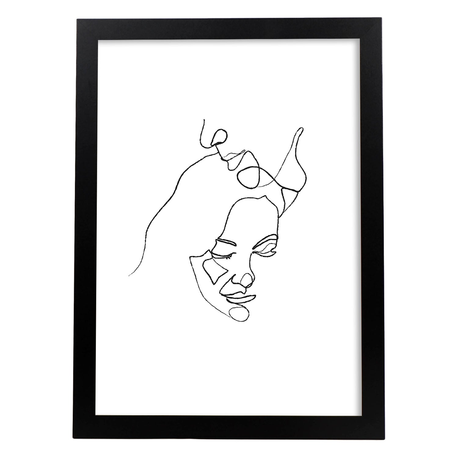 Posters de dibujos y bocetos a una linea. Lámina nordica de Pareja beso romantico.-Artwork-Nacnic-A4-Marco Negro-Nacnic Estudio SL