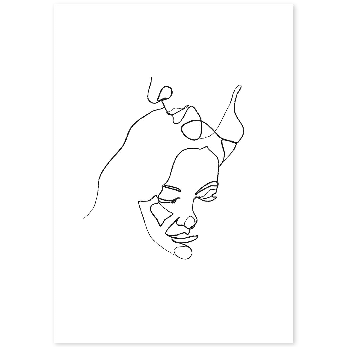 Posters de dibujos y bocetos a una linea. Lámina nordica de Pareja beso romantico.-Artwork-Nacnic-A4-Sin marco-Nacnic Estudio SL