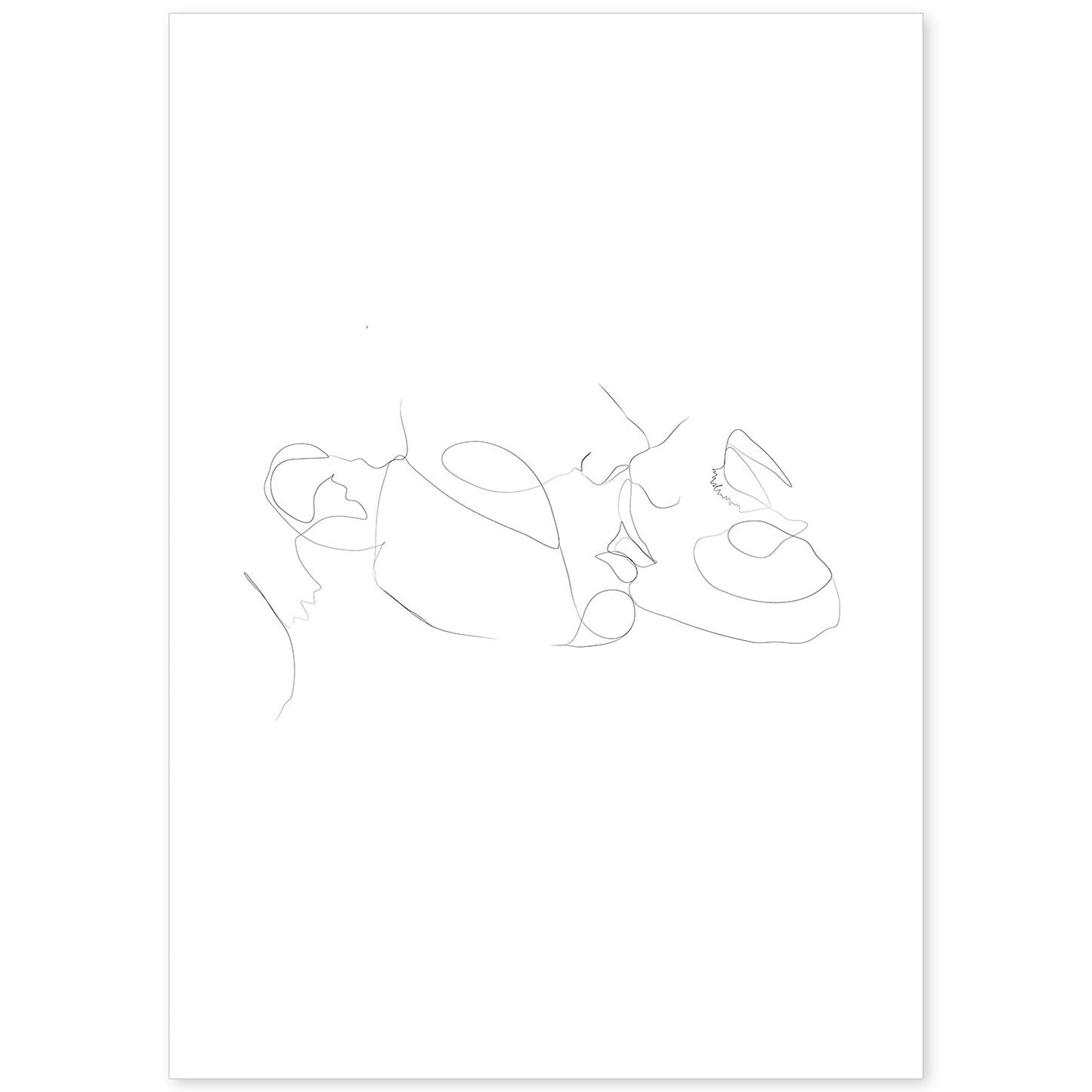 Posters de dibujos y bocetos a una linea. Lámina nordica de Pareja en beso.-Artwork-Nacnic-A4-Sin marco-Nacnic Estudio SL