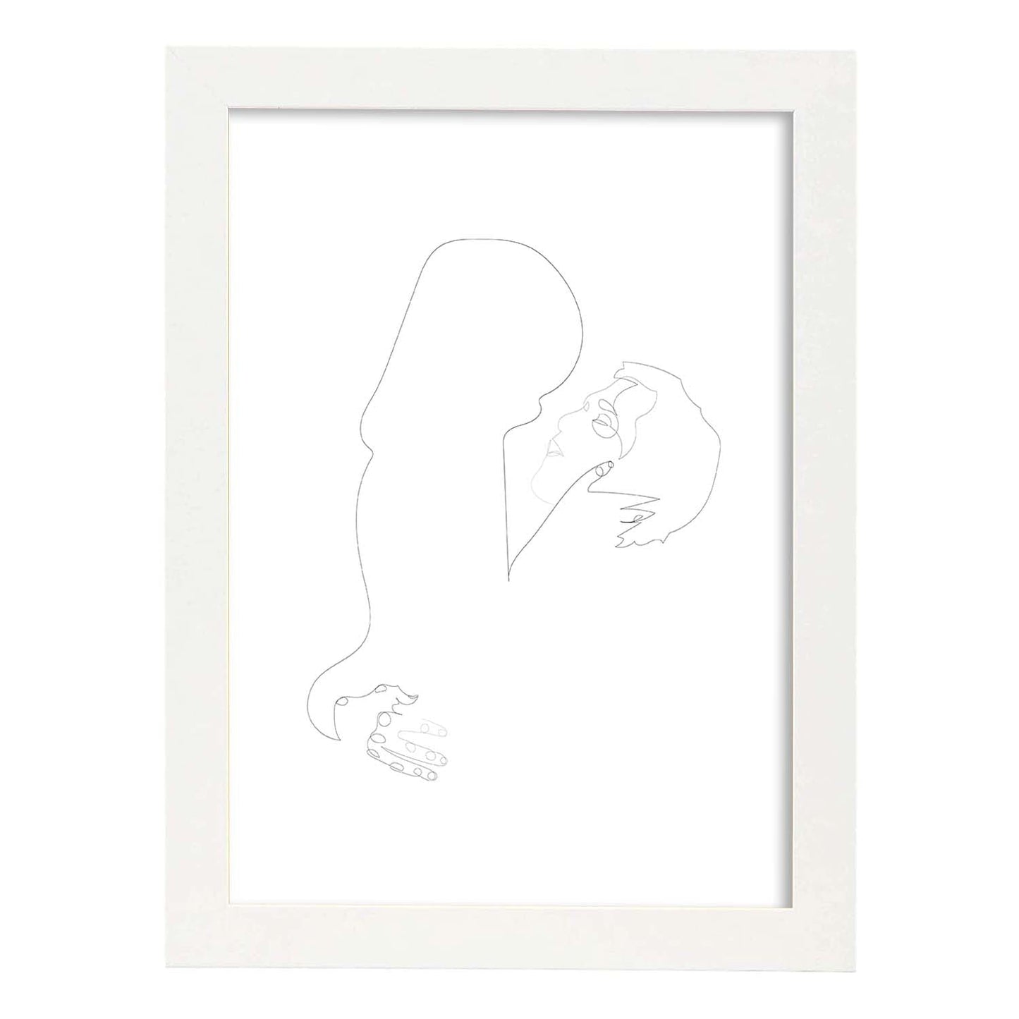 Posters de dibujos y bocetos a una linea. Lámina nordica de Pareja sensual.-Artwork-Nacnic-A3-Marco Blanco-Nacnic Estudio SL