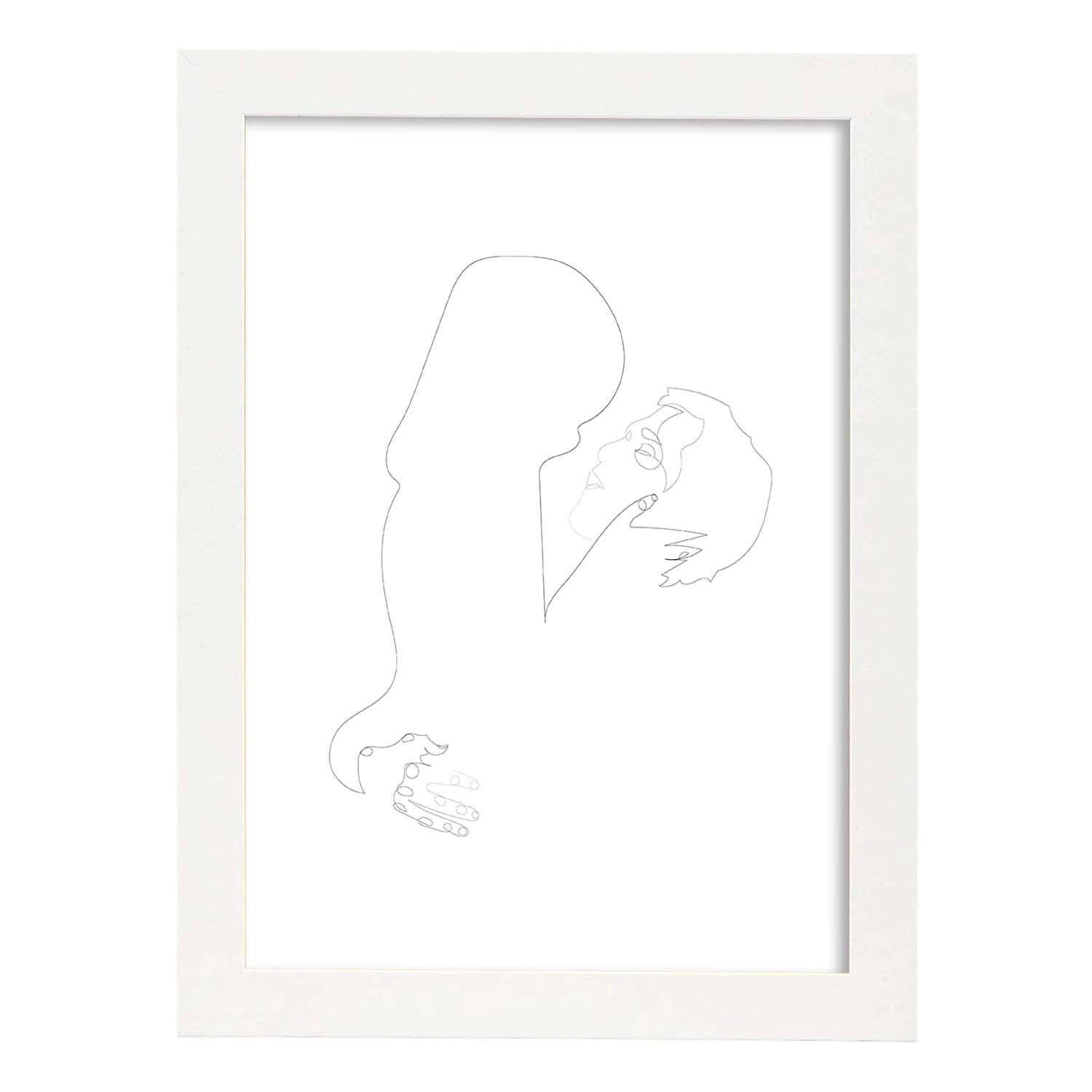 Posters de dibujos y bocetos a una linea. Lámina nordica de Pareja sensual.-Artwork-Nacnic-A3-Marco Blanco-Nacnic Estudio SL