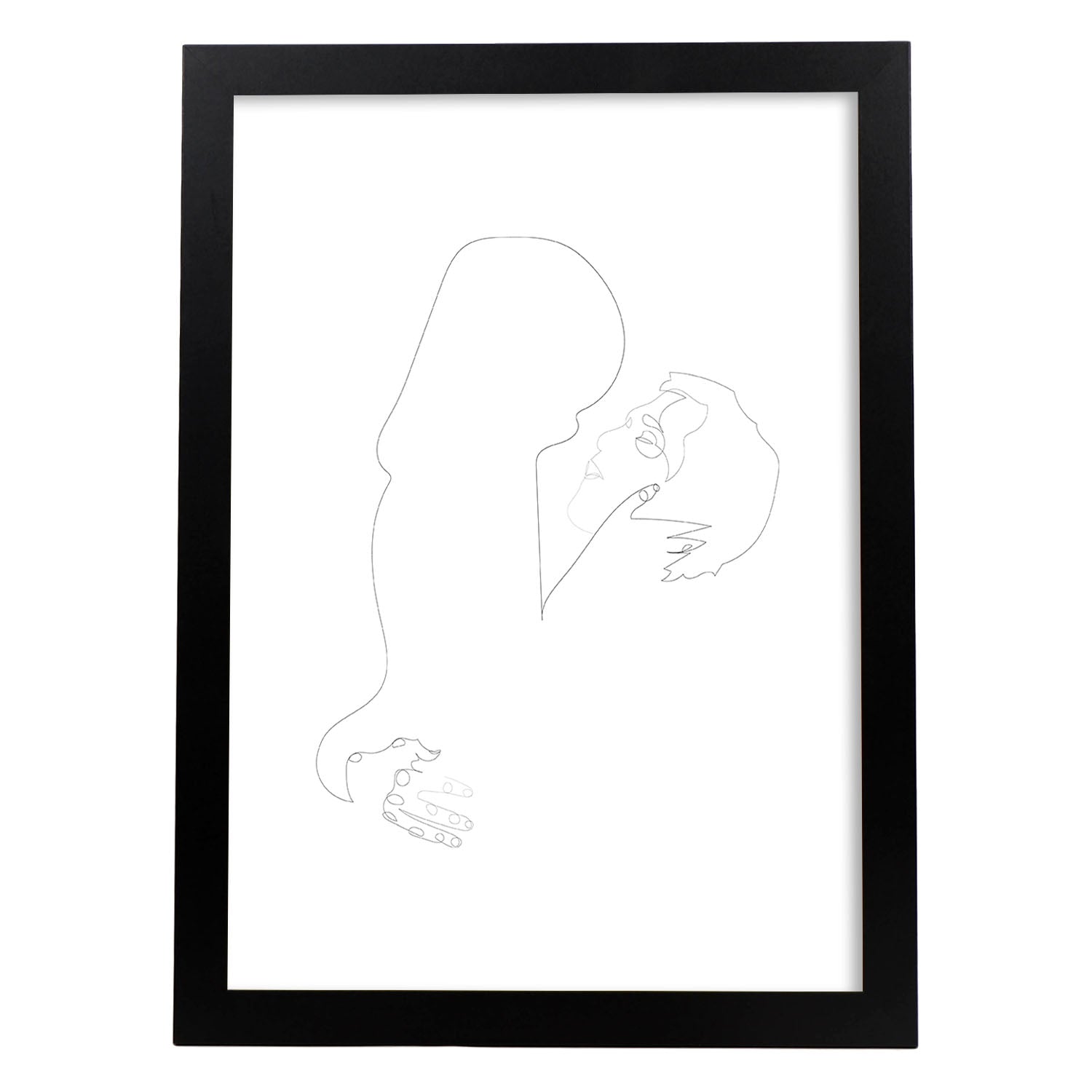 Posters de dibujos y bocetos a una linea. Lámina nordica de Pareja sensual.-Artwork-Nacnic-A3-Marco Negro-Nacnic Estudio SL