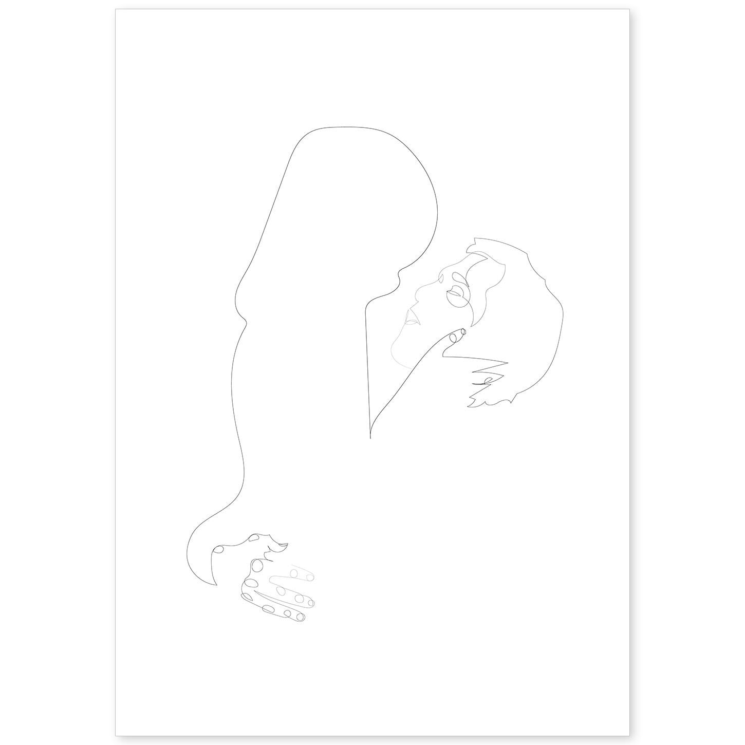 Posters de dibujos y bocetos a una linea. Lámina nordica de Pareja sensual.-Artwork-Nacnic-A4-Sin marco-Nacnic Estudio SL