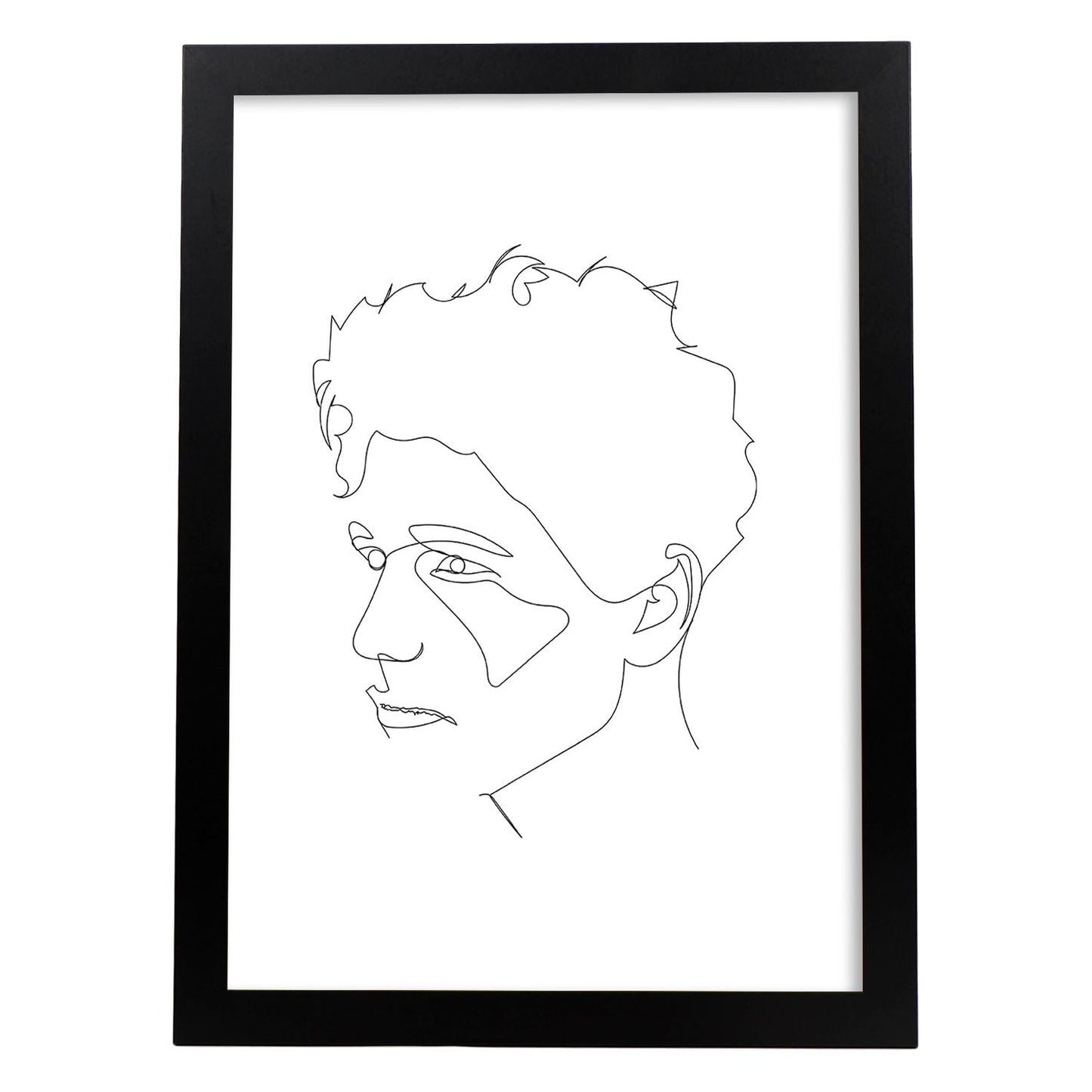 Posters de dibujos y bocetos a una linea. Lámina nordica de Rostro masculino 10.-Artwork-Nacnic-A4-Marco Negro-Nacnic Estudio SL
