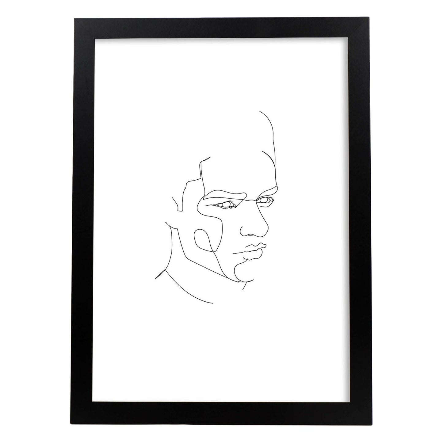 Posters de dibujos y bocetos a una linea. Lámina nordica de Rostro masculino 3.-Artwork-Nacnic-A4-Marco Negro-Nacnic Estudio SL