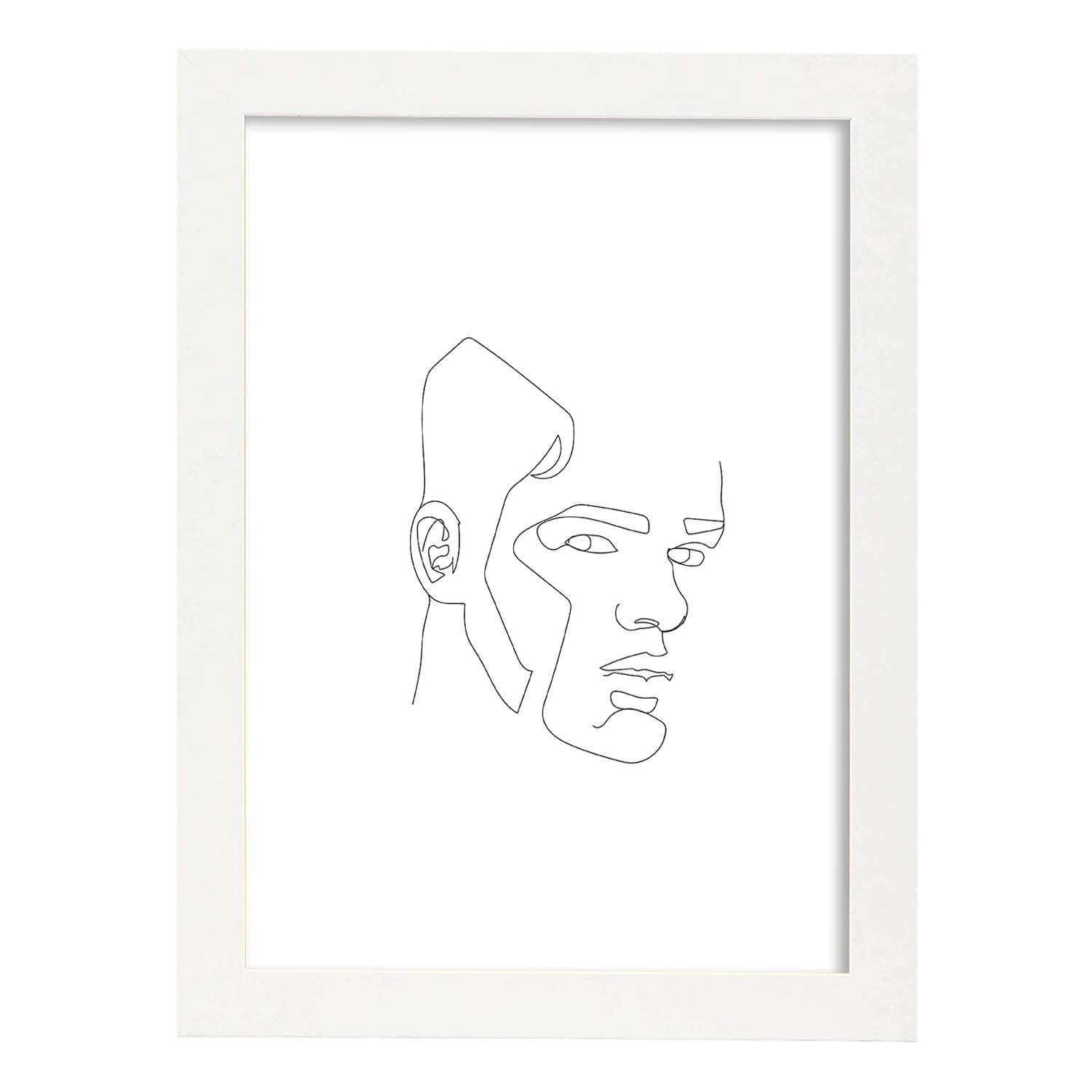 Posters de dibujos y bocetos a una linea. Lámina nordica de Rostro masculino 5.-Artwork-Nacnic-A3-Marco Blanco-Nacnic Estudio SL