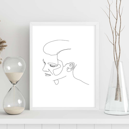Posters de dibujos y bocetos a una linea. Lámina nordica de Rostro masculino 6.-Artwork-Nacnic-Nacnic Estudio SL