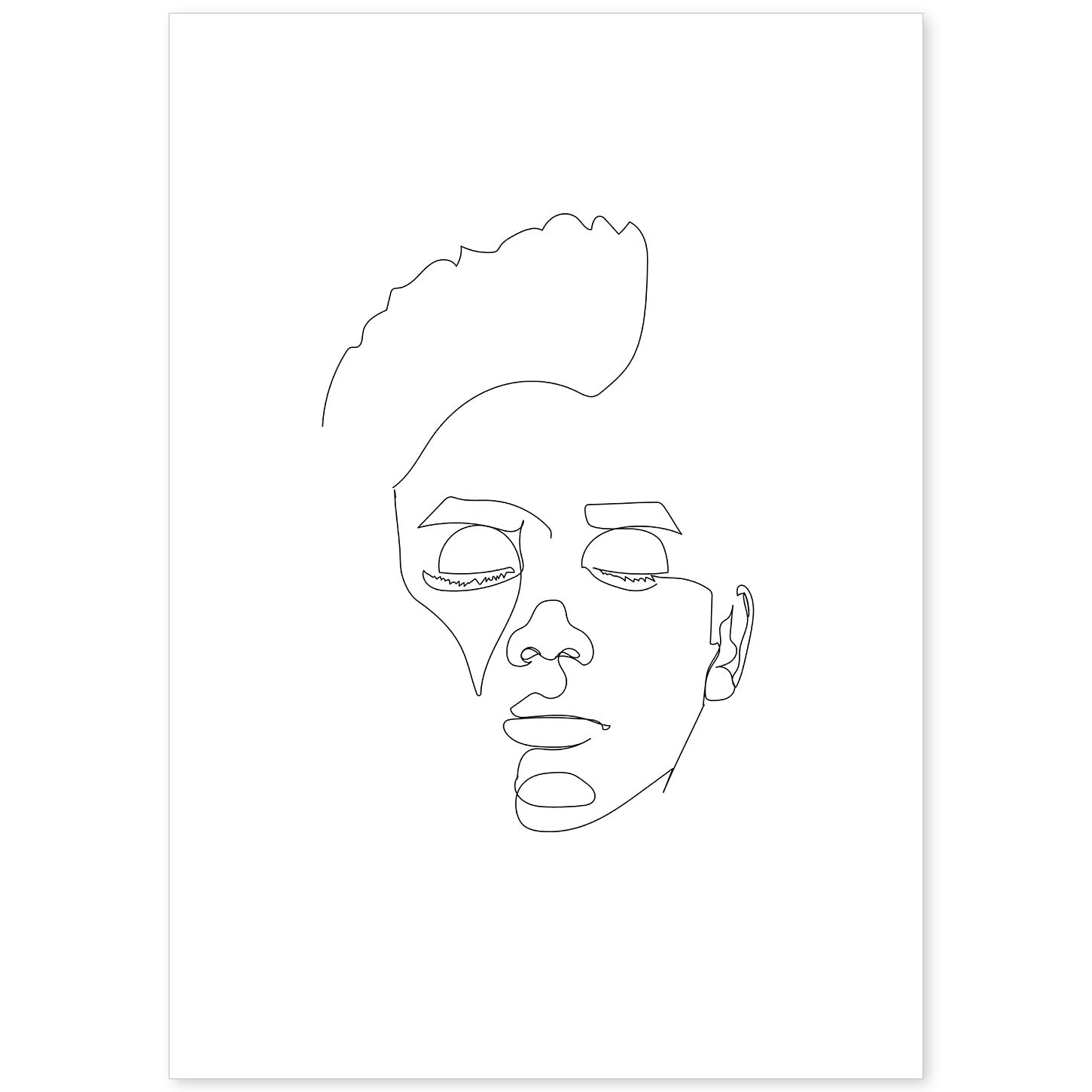 Posters de dibujos y bocetos a una linea. Lámina nordica de Rostro masculino 7.-Artwork-Nacnic-A4-Sin marco-Nacnic Estudio SL