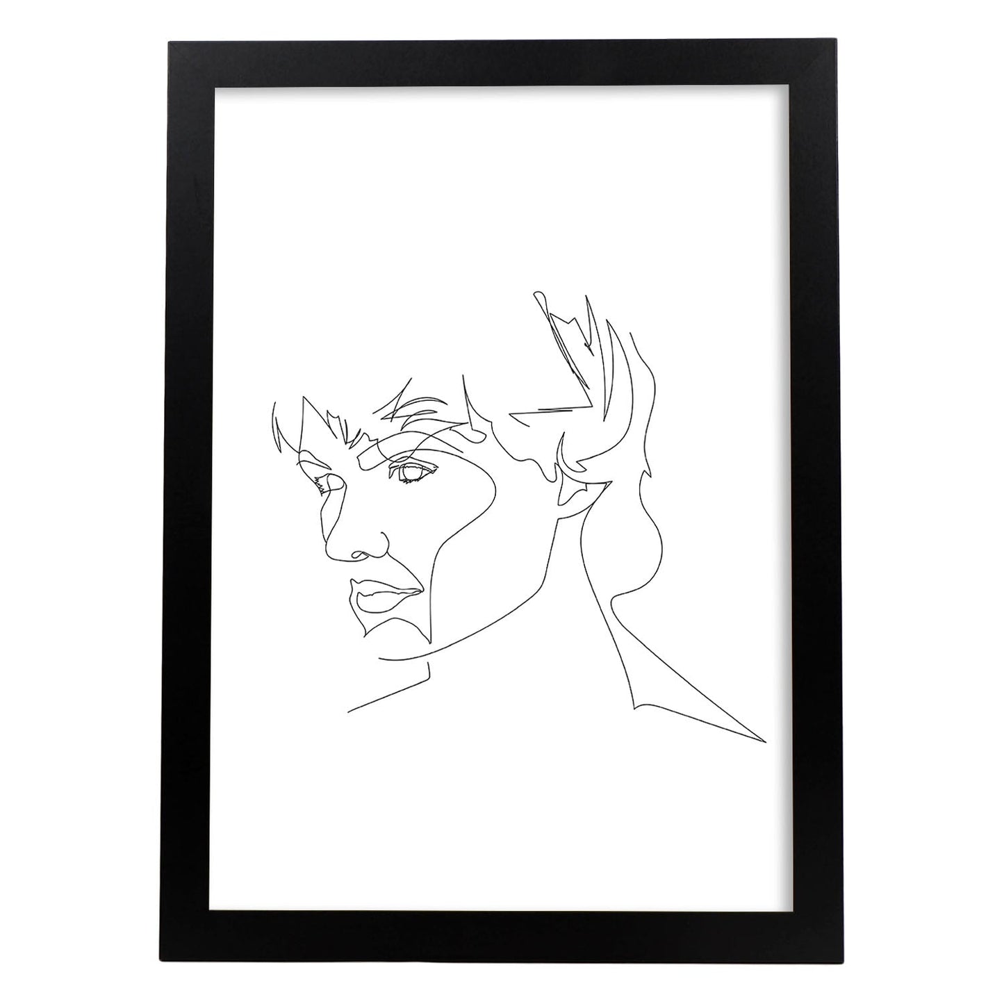 Posters de dibujos y bocetos a una linea. Lámina nordica de Rostro masculino 8.-Artwork-Nacnic-A3-Marco Negro-Nacnic Estudio SL