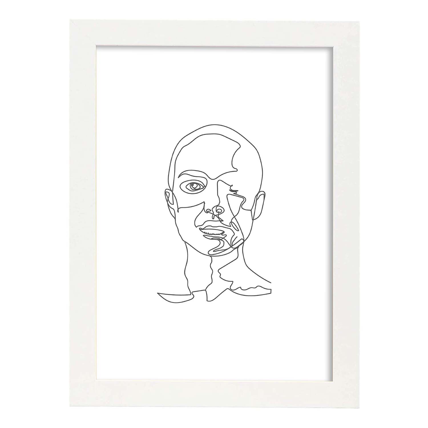 Posters de dibujos y bocetos a una linea. Lámina nordica de Rostro mujer 10.-Artwork-Nacnic-A3-Marco Blanco-Nacnic Estudio SL