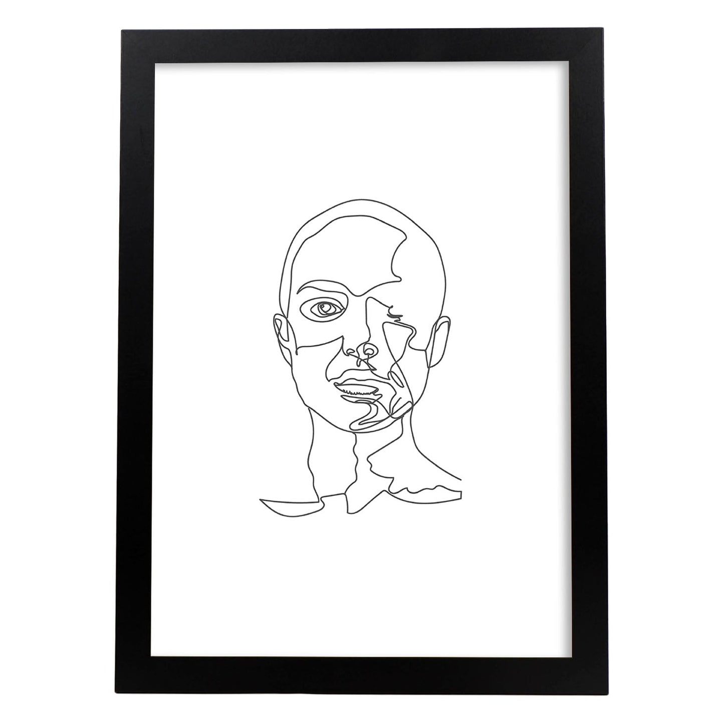Posters de dibujos y bocetos a una linea. Lámina nordica de Rostro mujer 10.-Artwork-Nacnic-A3-Marco Negro-Nacnic Estudio SL