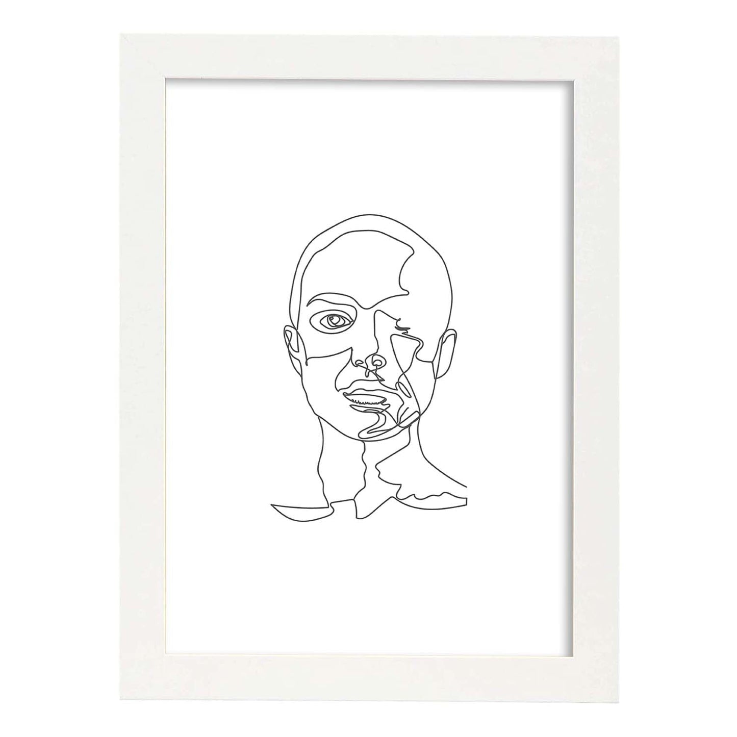 Posters de dibujos y bocetos a una linea. Lámina nordica de Rostro mujer 10.-Artwork-Nacnic-A4-Marco Blanco-Nacnic Estudio SL