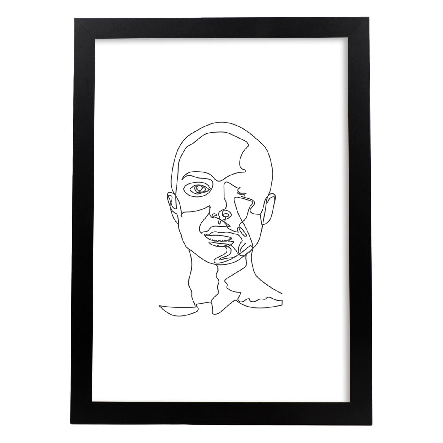 Posters de dibujos y bocetos a una linea. Lámina nordica de Rostro mujer 10.-Artwork-Nacnic-A4-Marco Negro-Nacnic Estudio SL