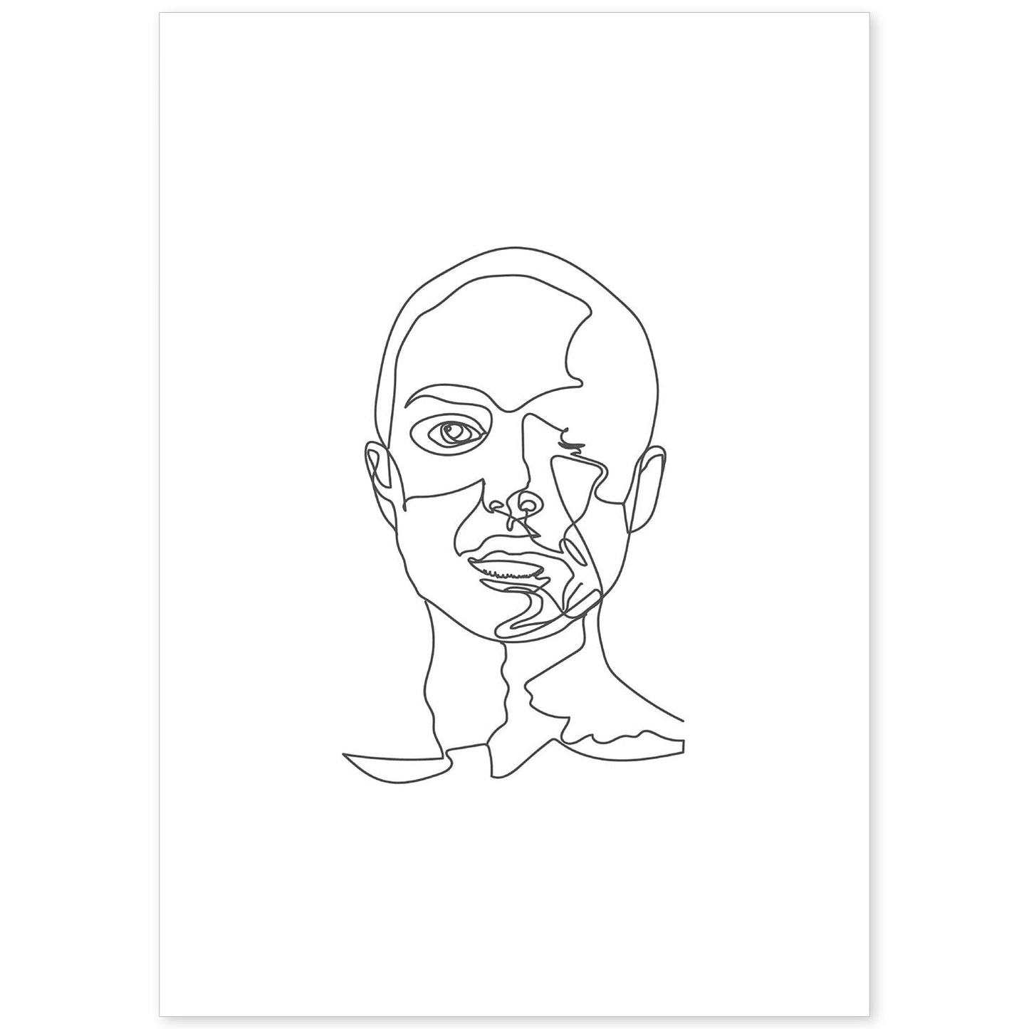 Posters de dibujos y bocetos a una linea. Lámina nordica de Rostro mujer 10.-Artwork-Nacnic-A4-Sin marco-Nacnic Estudio SL