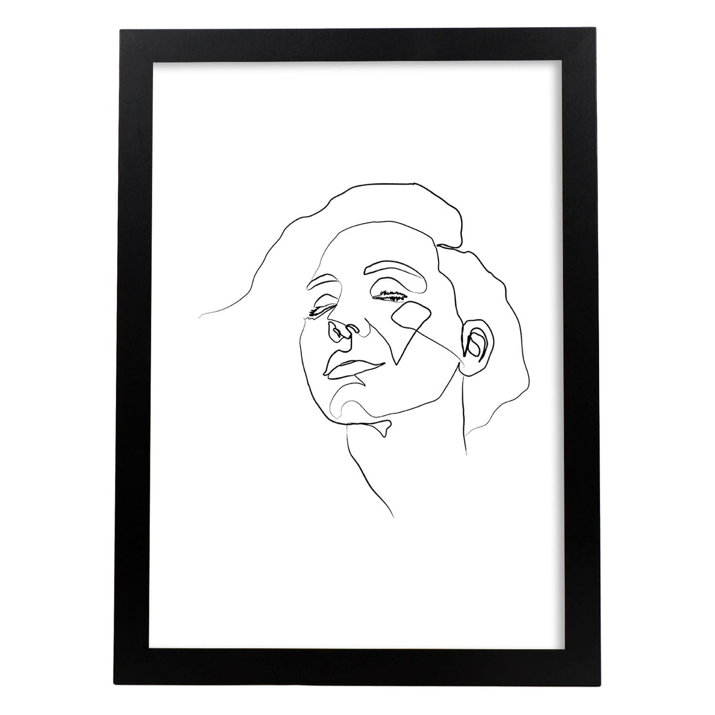 Posters de dibujos y bocetos a una linea. Lámina nordica de Rostro mujer 11.-Artwork-Nacnic-A3-Marco Negro-Nacnic Estudio SL
