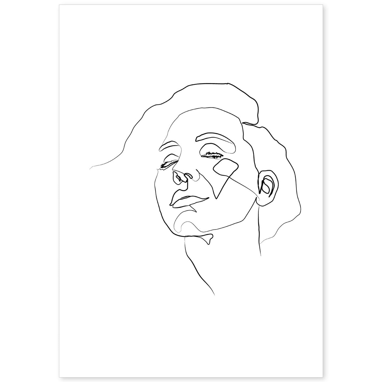 Posters de dibujos y bocetos a una linea. Lámina nordica de Rostro mujer 11.-Artwork-Nacnic-A4-Sin marco-Nacnic Estudio SL
