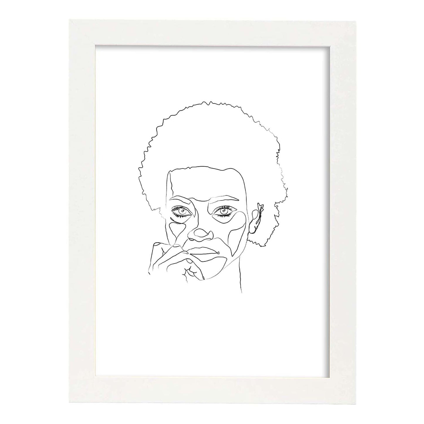 Posters de dibujos y bocetos a una linea. Lámina nordica de Rostro mujer 12.-Artwork-Nacnic-A3-Marco Blanco-Nacnic Estudio SL