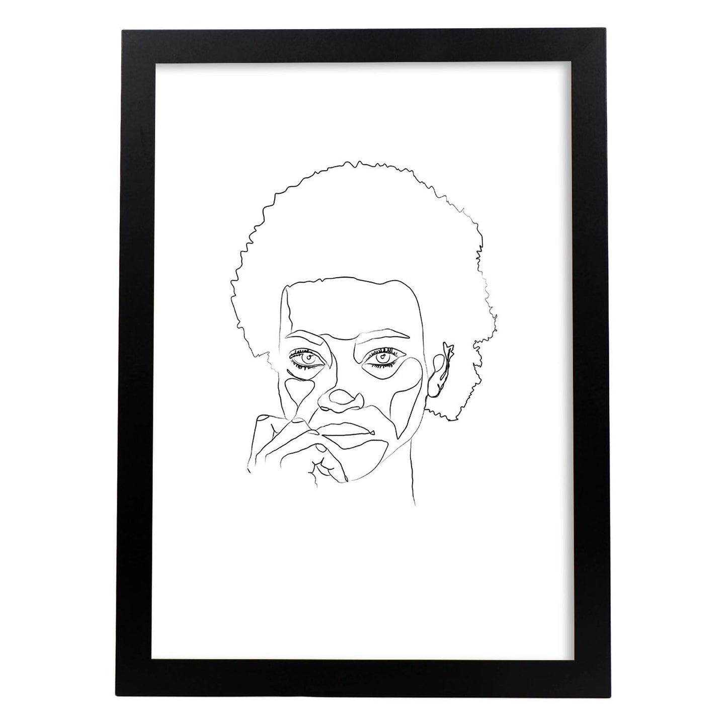 Posters de dibujos y bocetos a una linea. Lámina nordica de Rostro mujer 12.-Artwork-Nacnic-A3-Marco Negro-Nacnic Estudio SL