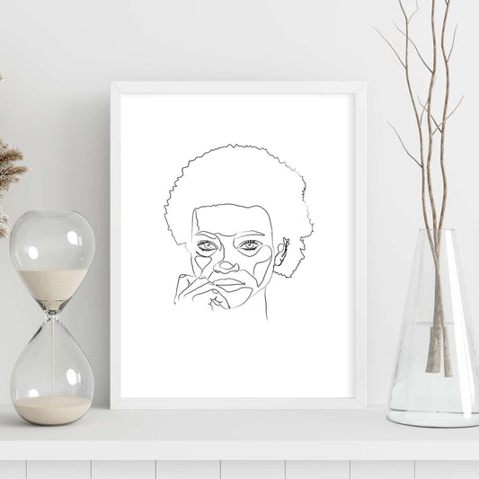 Posters de dibujos y bocetos a una linea. Lámina nordica de Rostro mujer 12.-Artwork-Nacnic-Nacnic Estudio SL