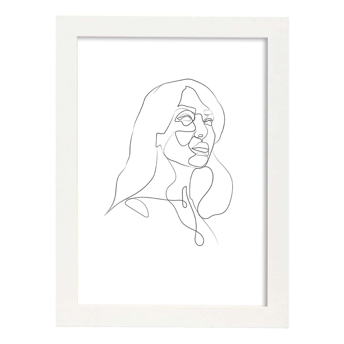 Posters de dibujos y bocetos a una linea. Lámina nordica de Rostro mujer 13.-Artwork-Nacnic-A3-Marco Blanco-Nacnic Estudio SL