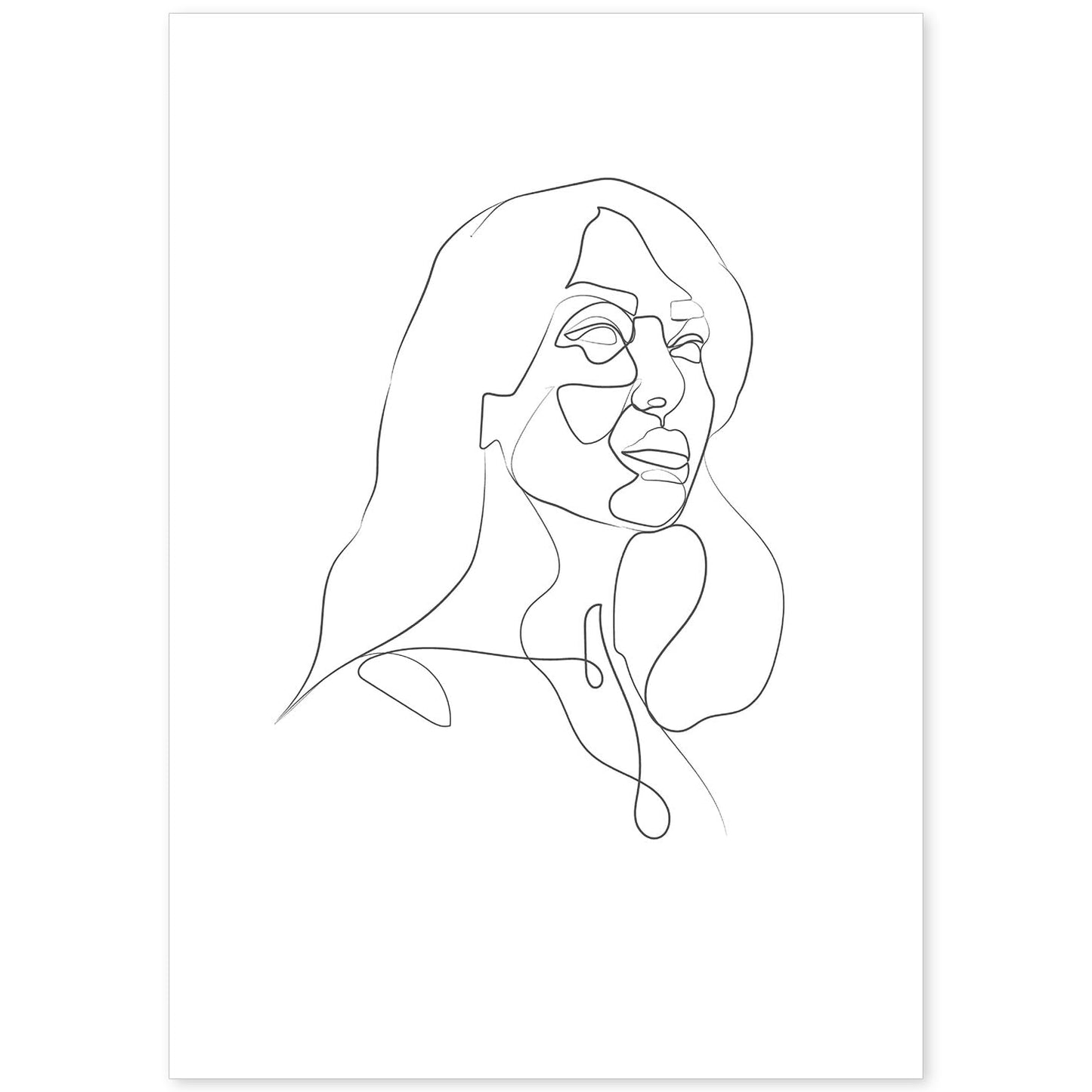 Posters de dibujos y bocetos a una linea. Lámina nordica de Rostro mujer 13.-Artwork-Nacnic-A4-Sin marco-Nacnic Estudio SL