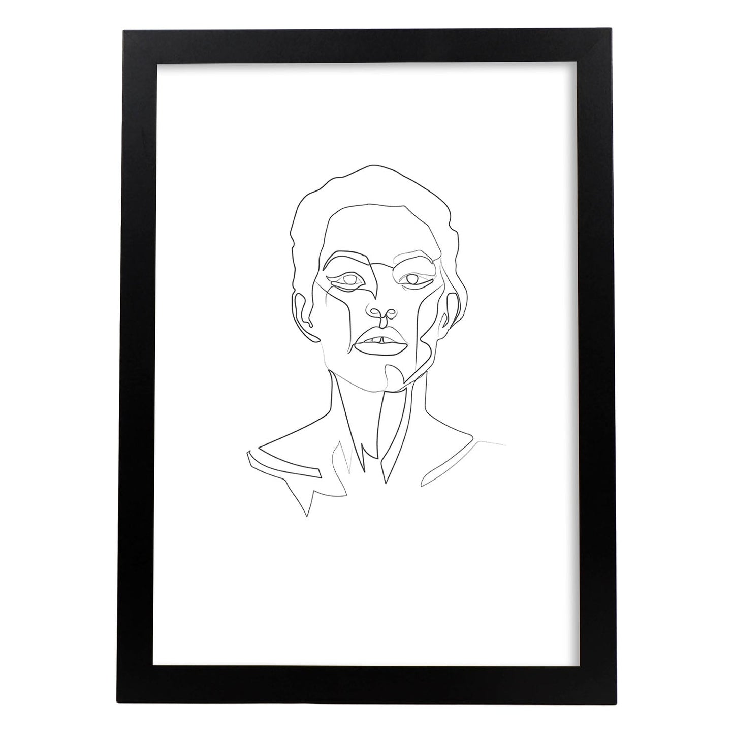 Posters de dibujos y bocetos a una linea. Lámina nordica de Rostro mujer 14.-Artwork-Nacnic-A4-Marco Negro-Nacnic Estudio SL