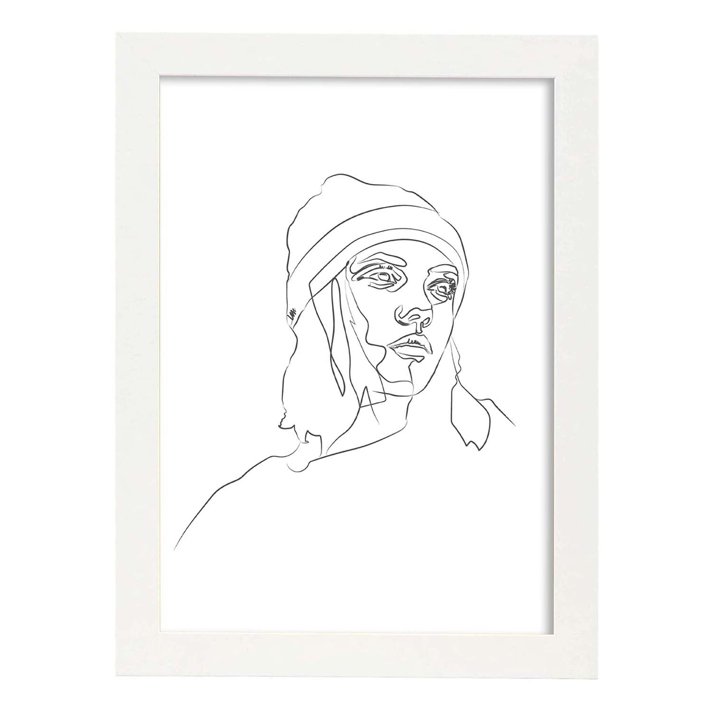 Posters de dibujos y bocetos a una linea. Lámina nordica de Rostro mujer 15.-Artwork-Nacnic-A3-Marco Blanco-Nacnic Estudio SL