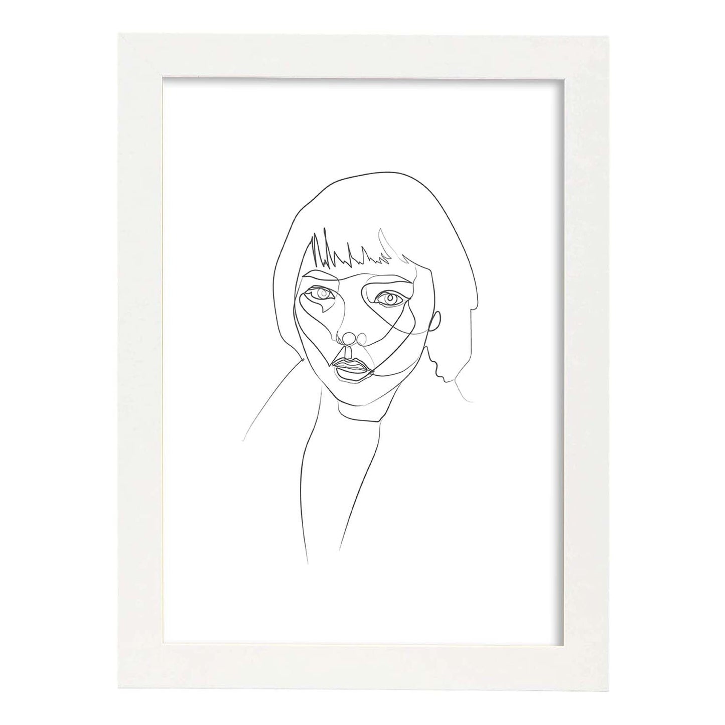 Posters de dibujos y bocetos a una linea. Lámina nordica de Rostro mujer 16.-Artwork-Nacnic-A3-Marco Blanco-Nacnic Estudio SL