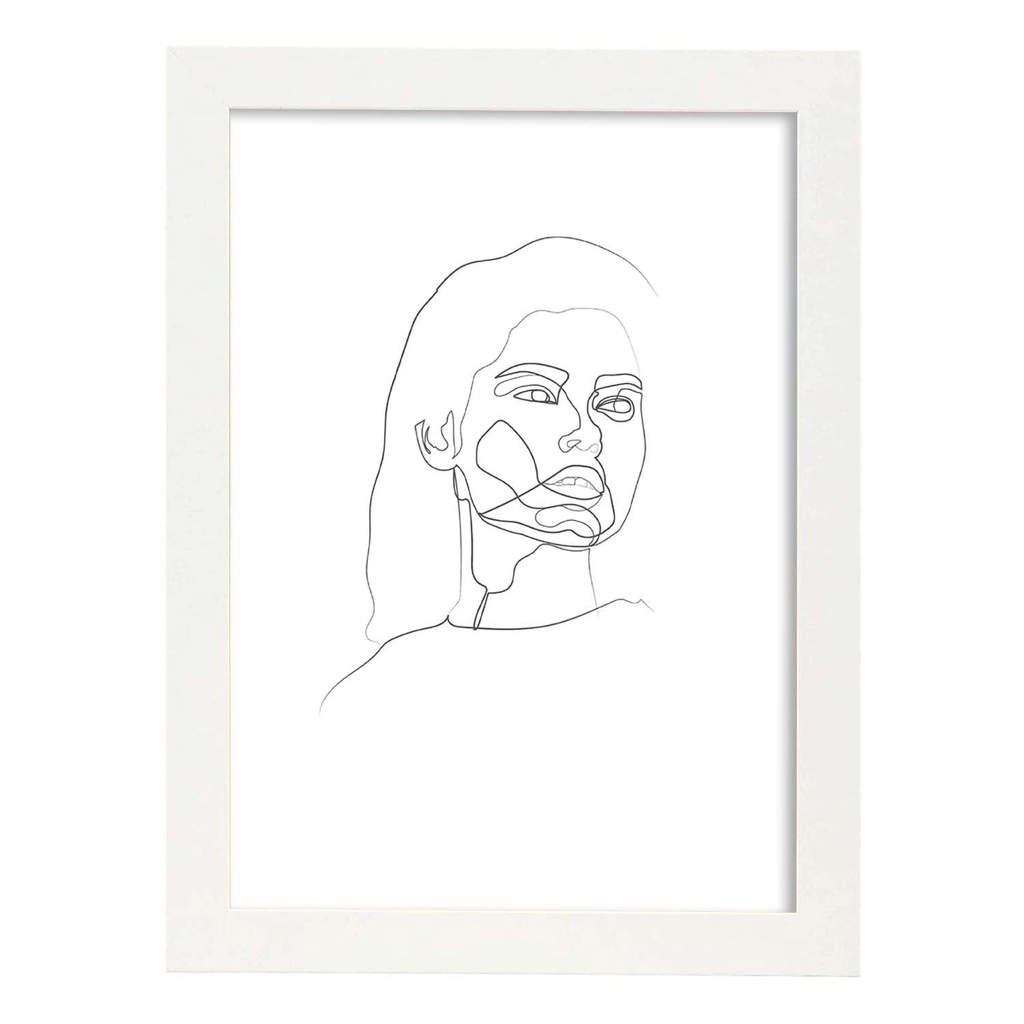 Posters de dibujos y bocetos a una linea. Lámina nordica de Rostro mujer 18.-Artwork-Nacnic-A3-Marco Blanco-Nacnic Estudio SL