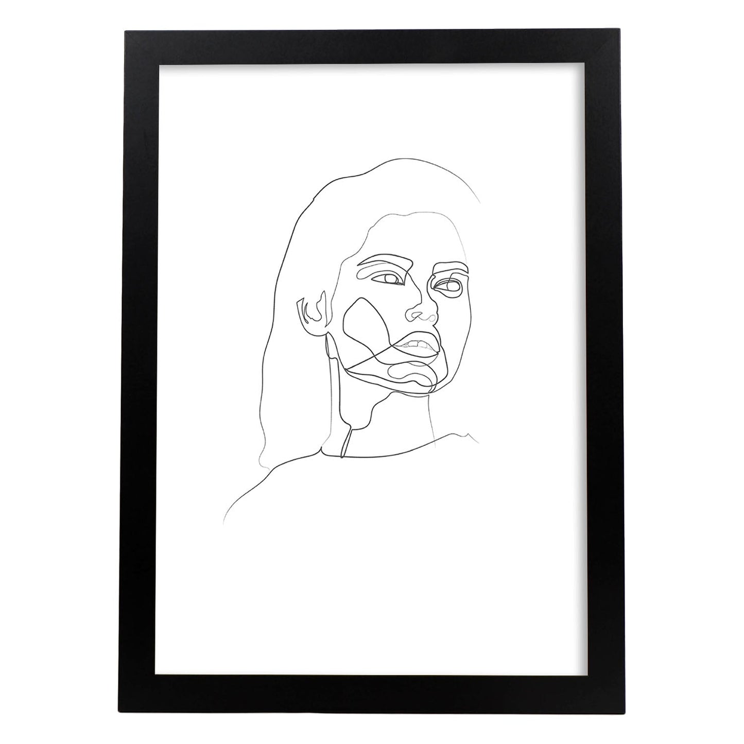 Posters de dibujos y bocetos a una linea. Lámina nordica de Rostro mujer 18.-Artwork-Nacnic-A3-Marco Negro-Nacnic Estudio SL