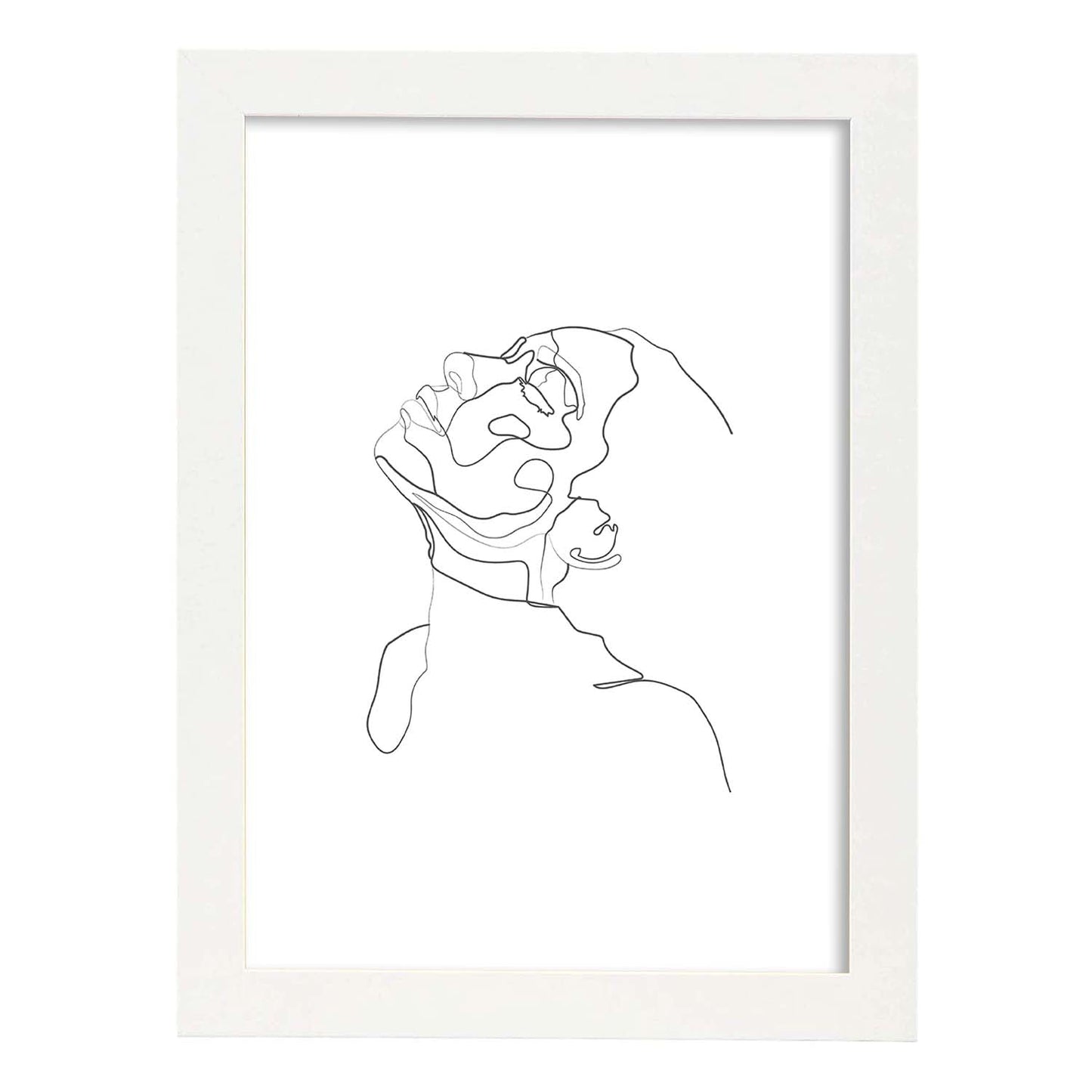 Posters de dibujos y bocetos a una linea. Lámina nordica de Rostro mujer 19.-Artwork-Nacnic-A3-Marco Blanco-Nacnic Estudio SL