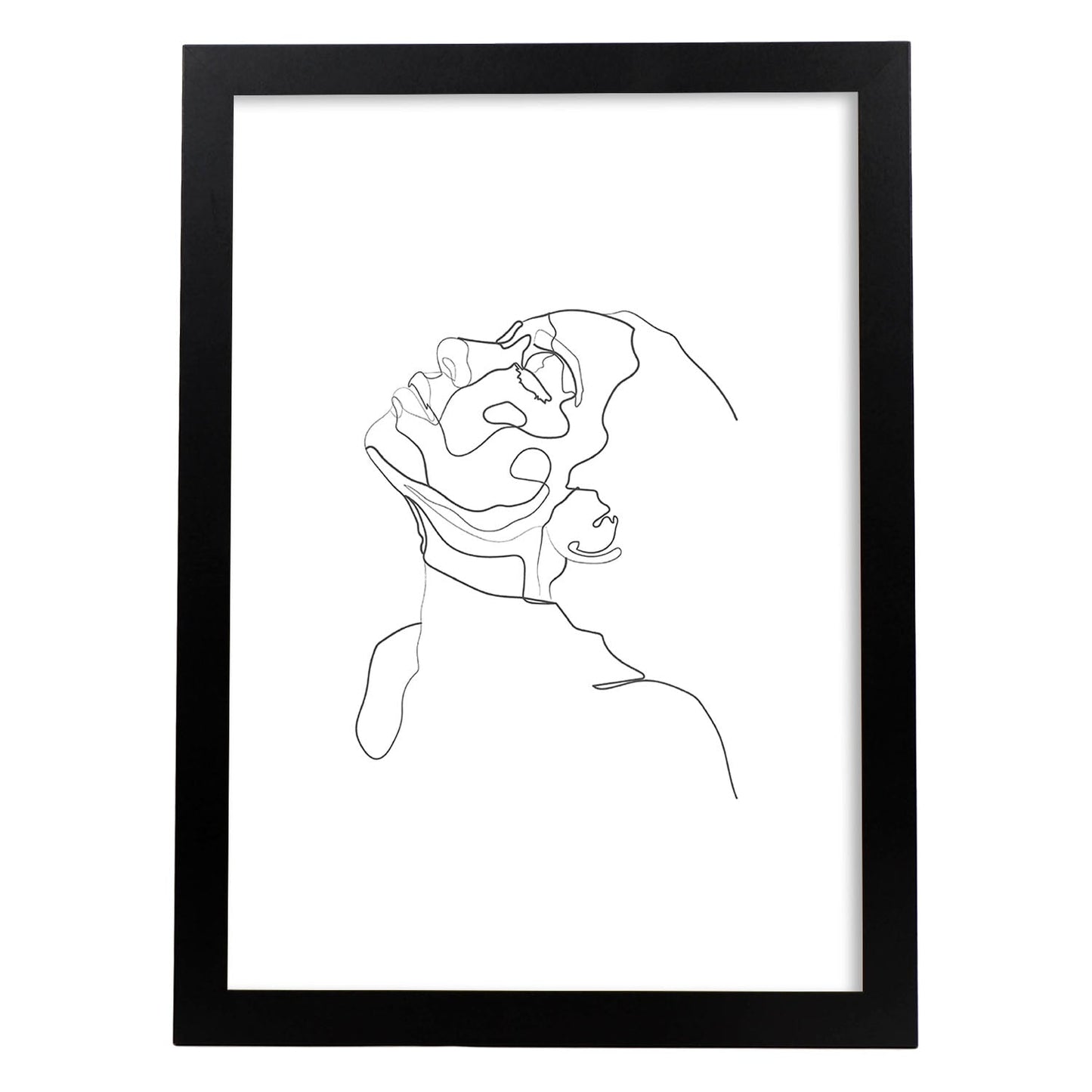 Posters de dibujos y bocetos a una linea. Lámina nordica de Rostro mujer 19.-Artwork-Nacnic-A4-Marco Negro-Nacnic Estudio SL