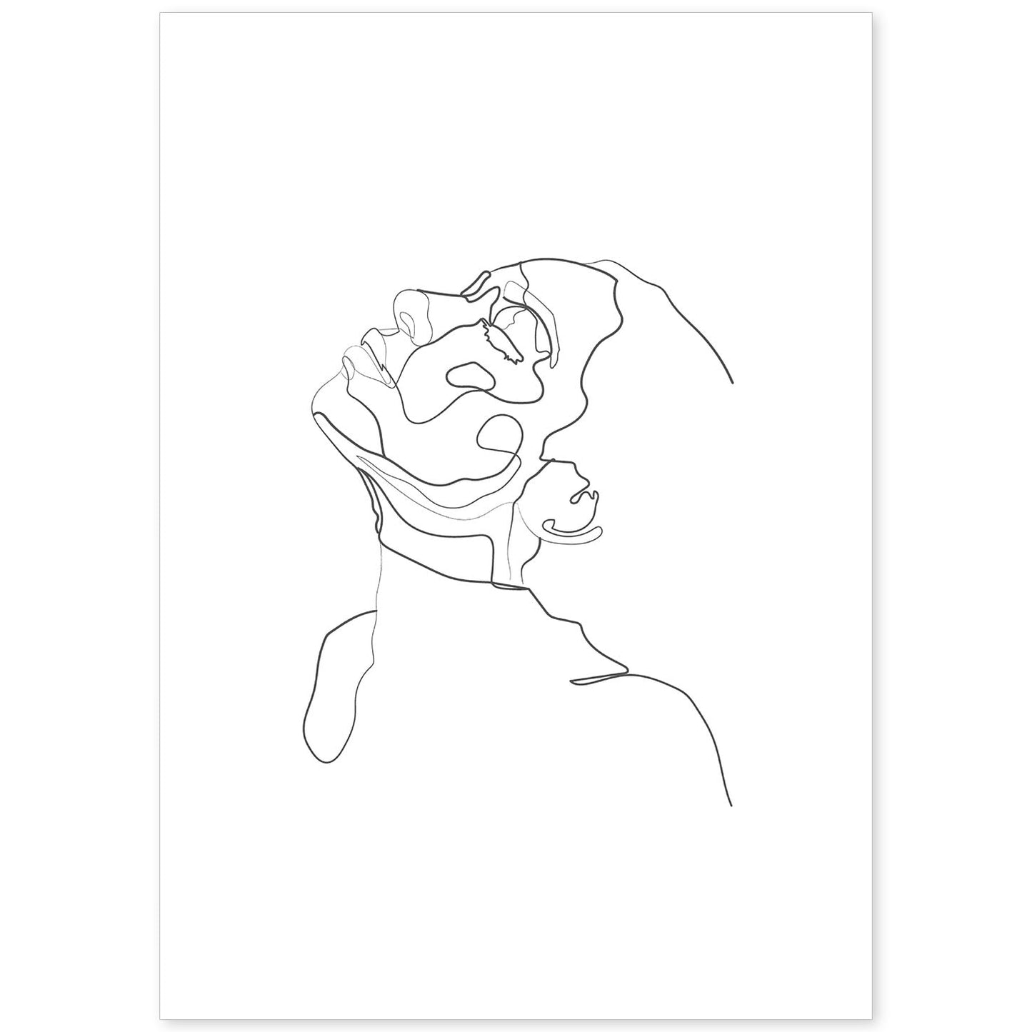 Posters de dibujos y bocetos a una linea. Lámina nordica de Rostro mujer 19.-Artwork-Nacnic-A4-Sin marco-Nacnic Estudio SL