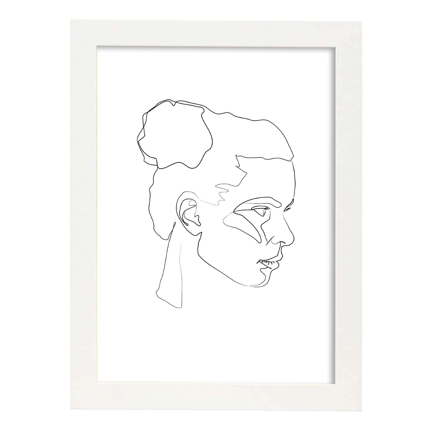 Posters de dibujos y bocetos a una linea. Lámina nordica de Rostro mujer 1.-Artwork-Nacnic-A3-Marco Blanco-Nacnic Estudio SL