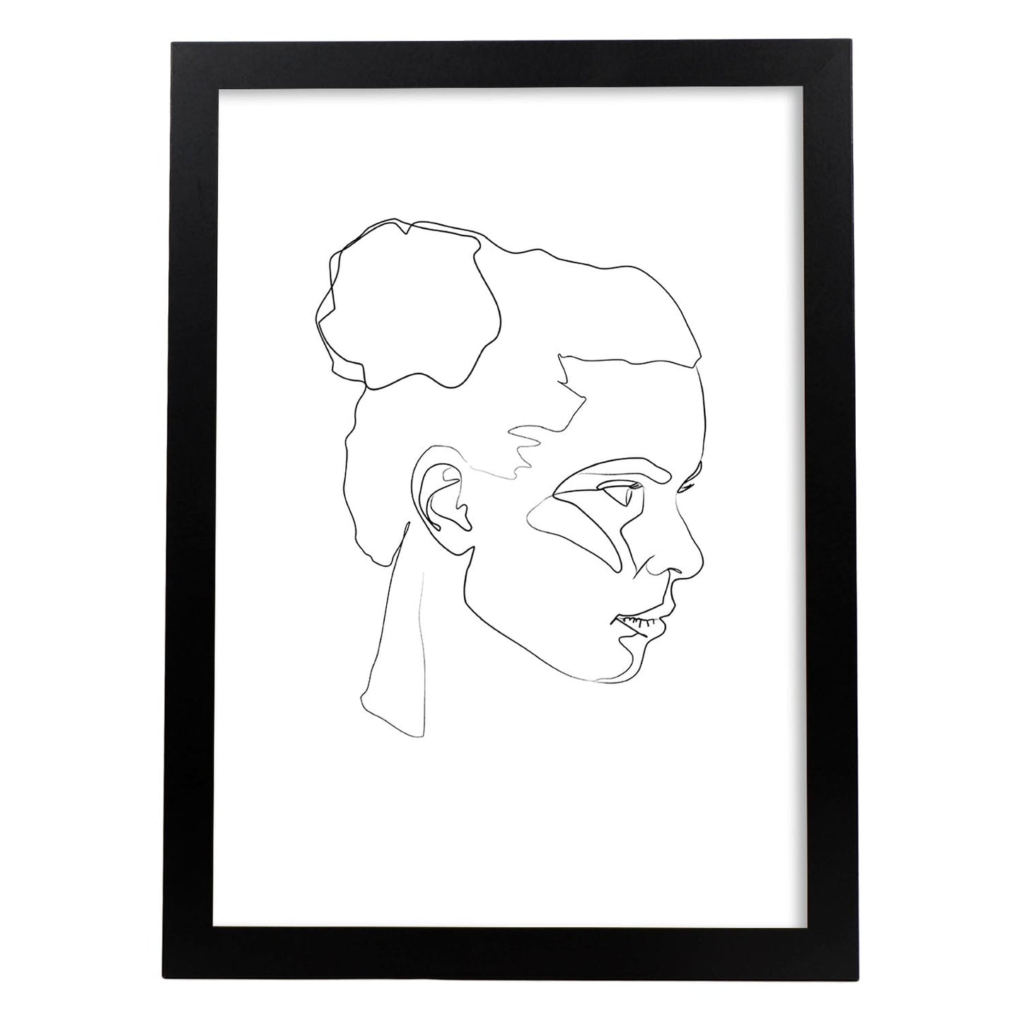 Posters de dibujos y bocetos a una linea. Lámina nordica de Rostro mujer 1.-Artwork-Nacnic-A3-Marco Negro-Nacnic Estudio SL