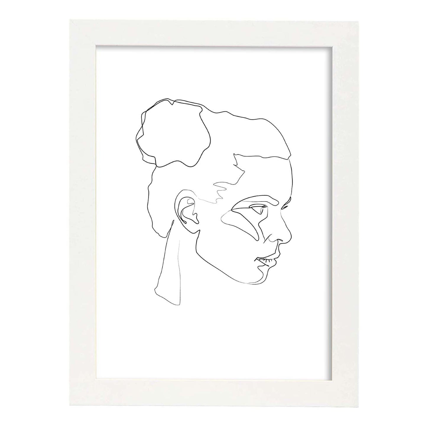 Posters de dibujos y bocetos a una linea. Lámina nordica de Rostro mujer 1.-Artwork-Nacnic-A4-Marco Blanco-Nacnic Estudio SL