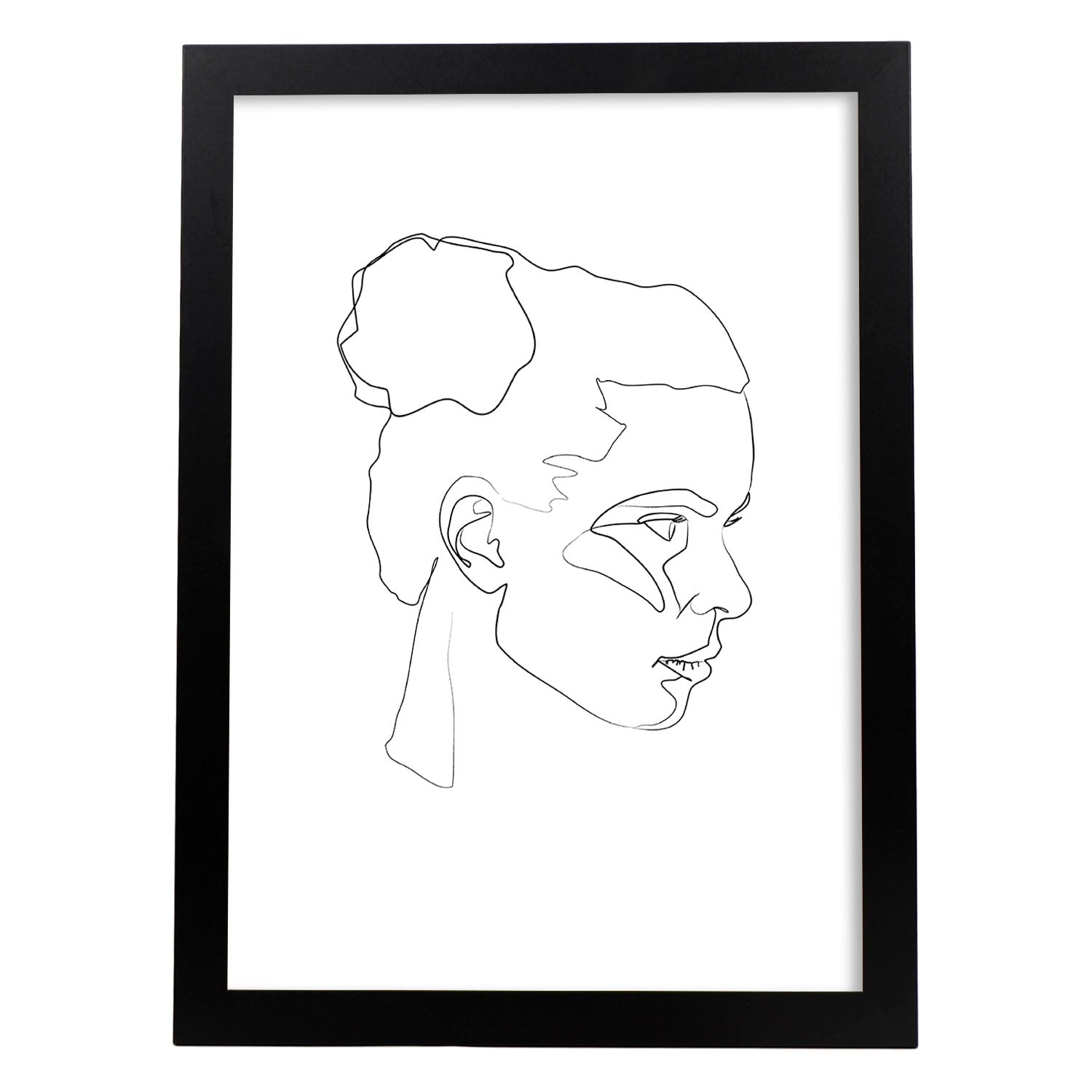 Posters de dibujos y bocetos a una linea. Lámina nordica de Rostro mujer 1.-Artwork-Nacnic-A4-Marco Negro-Nacnic Estudio SL