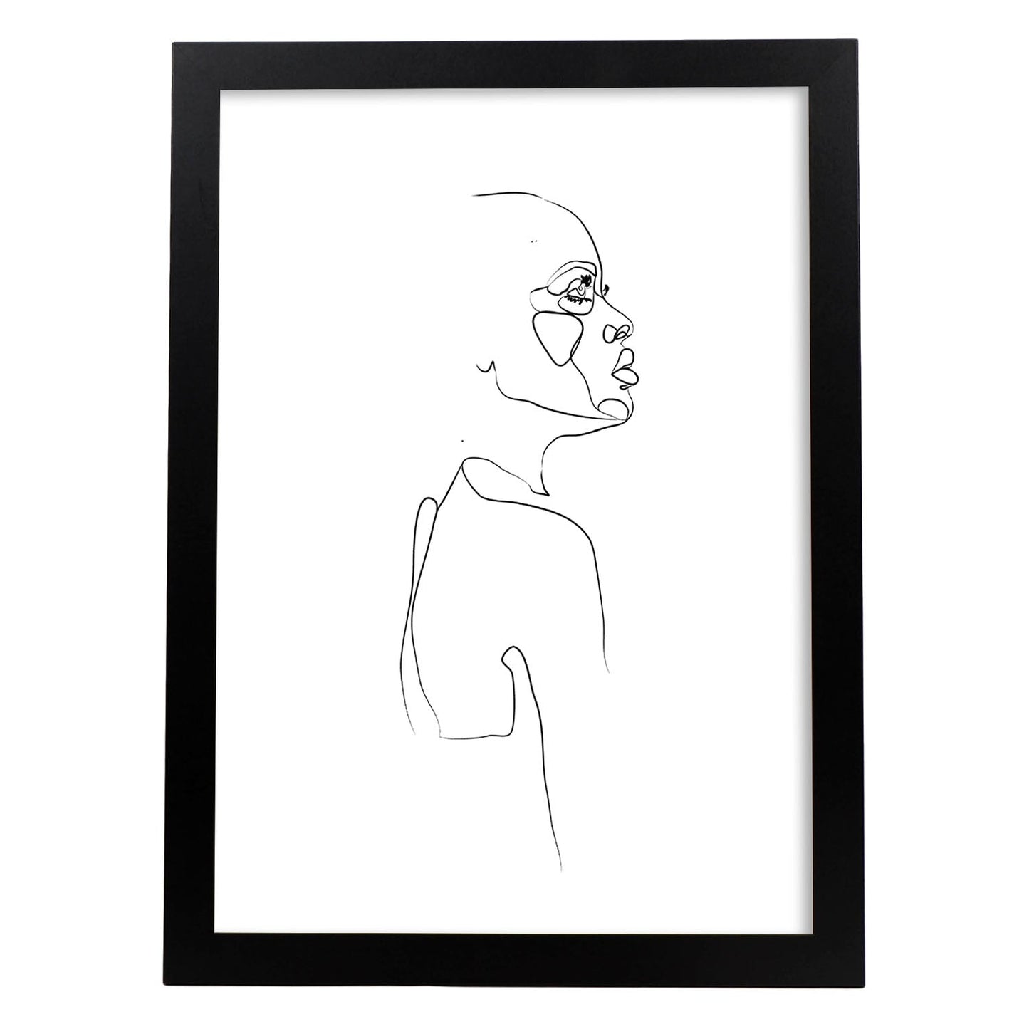 Posters de dibujos y bocetos a una linea. Lámina nordica de Rostro mujer 2.-Artwork-Nacnic-A4-Marco Negro-Nacnic Estudio SL