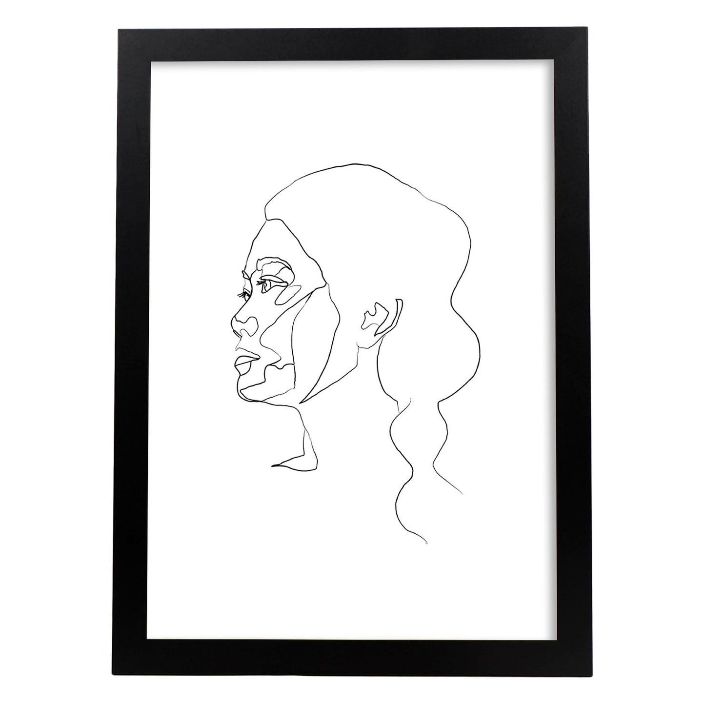 Posters de dibujos y bocetos a una linea. Lámina nordica de Rostro mujer 4.-Artwork-Nacnic-A3-Marco Negro-Nacnic Estudio SL