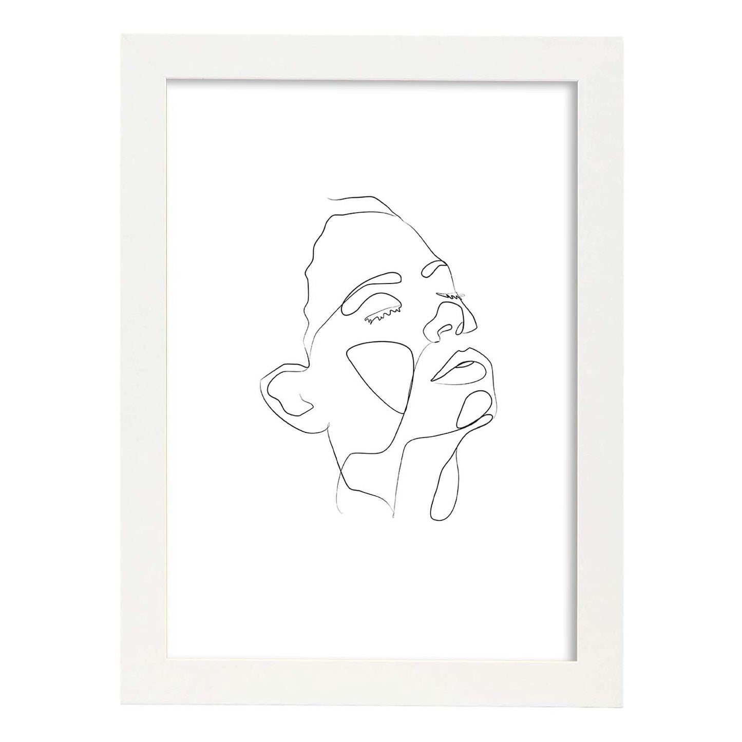 Posters de dibujos y bocetos a una linea. Lámina nordica de Rostro mujer 5.-Artwork-Nacnic-A3-Marco Blanco-Nacnic Estudio SL