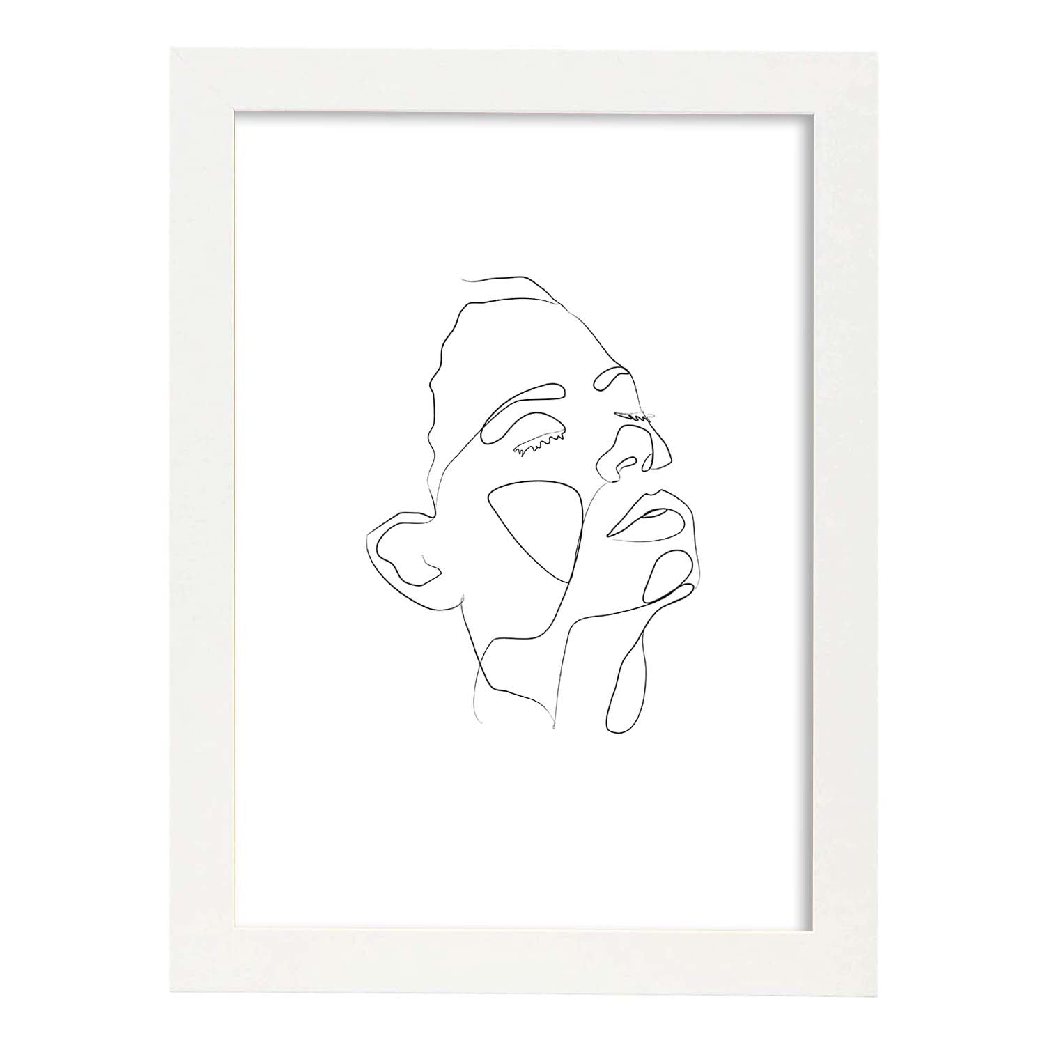 Posters de dibujos y bocetos a una linea. Lámina nordica de Rostro mujer 5.-Artwork-Nacnic-A3-Marco Blanco-Nacnic Estudio SL