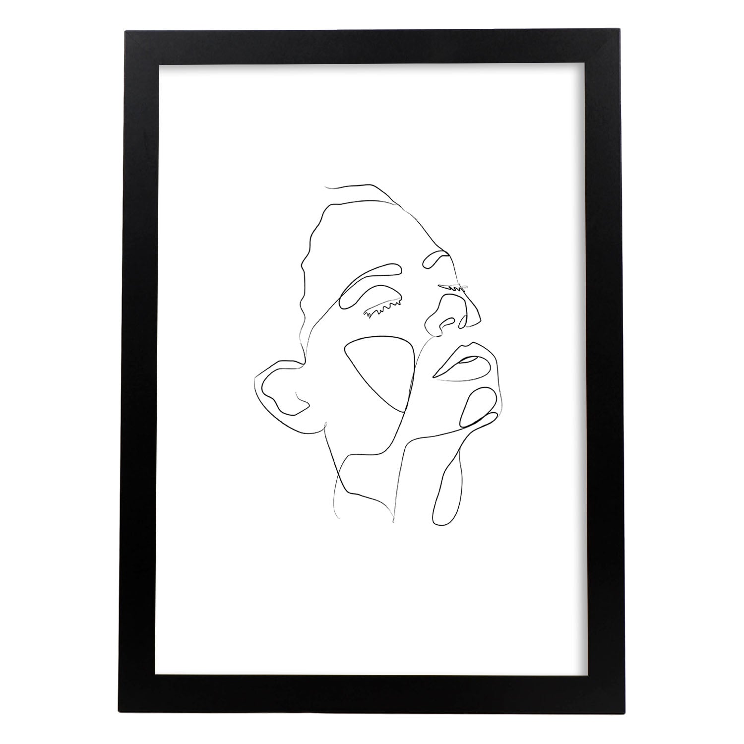 Posters de dibujos y bocetos a una linea. Lámina nordica de Rostro mujer 5.-Artwork-Nacnic-A3-Marco Negro-Nacnic Estudio SL