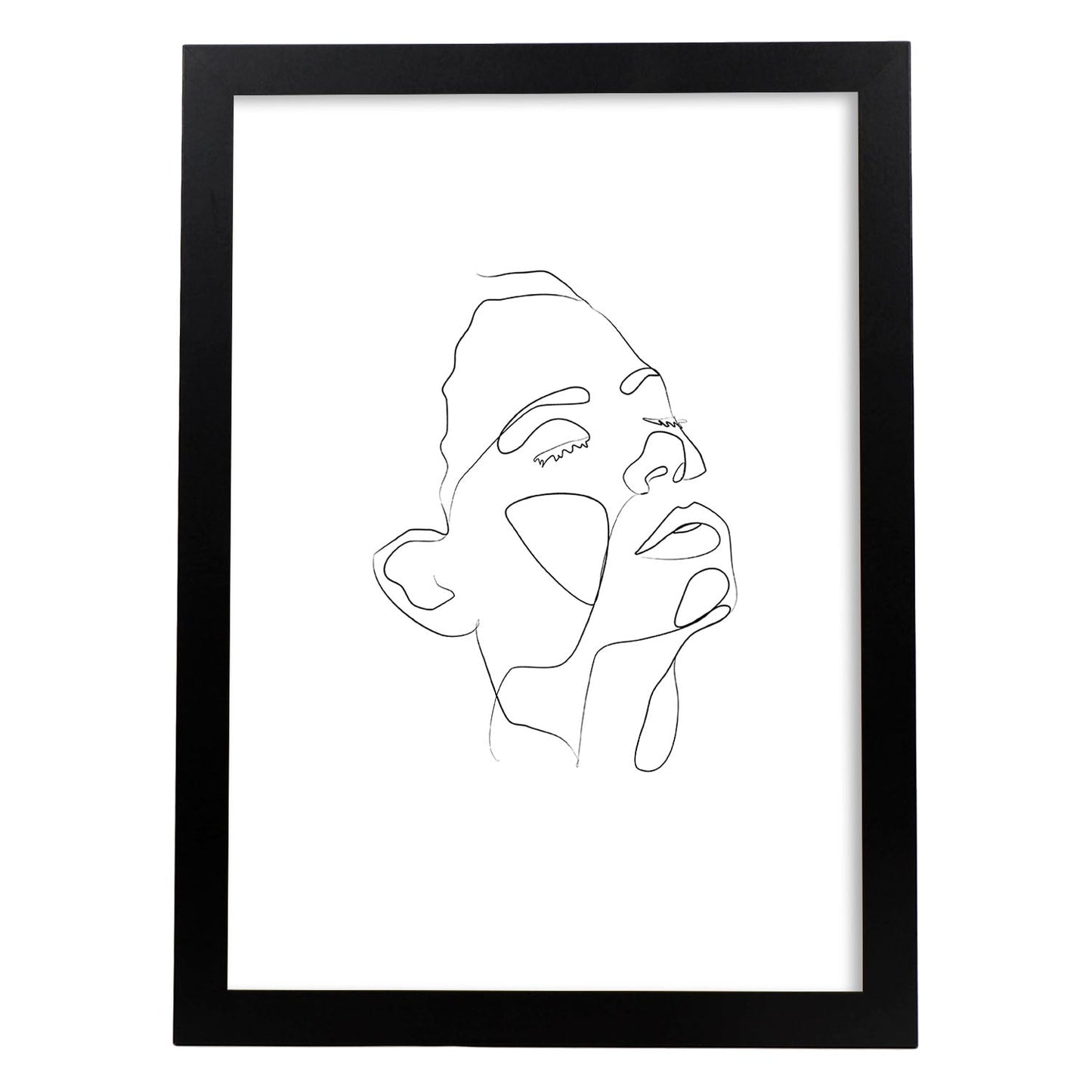 Posters de dibujos y bocetos a una linea. Lámina nordica de Rostro mujer 5.-Artwork-Nacnic-A4-Marco Negro-Nacnic Estudio SL