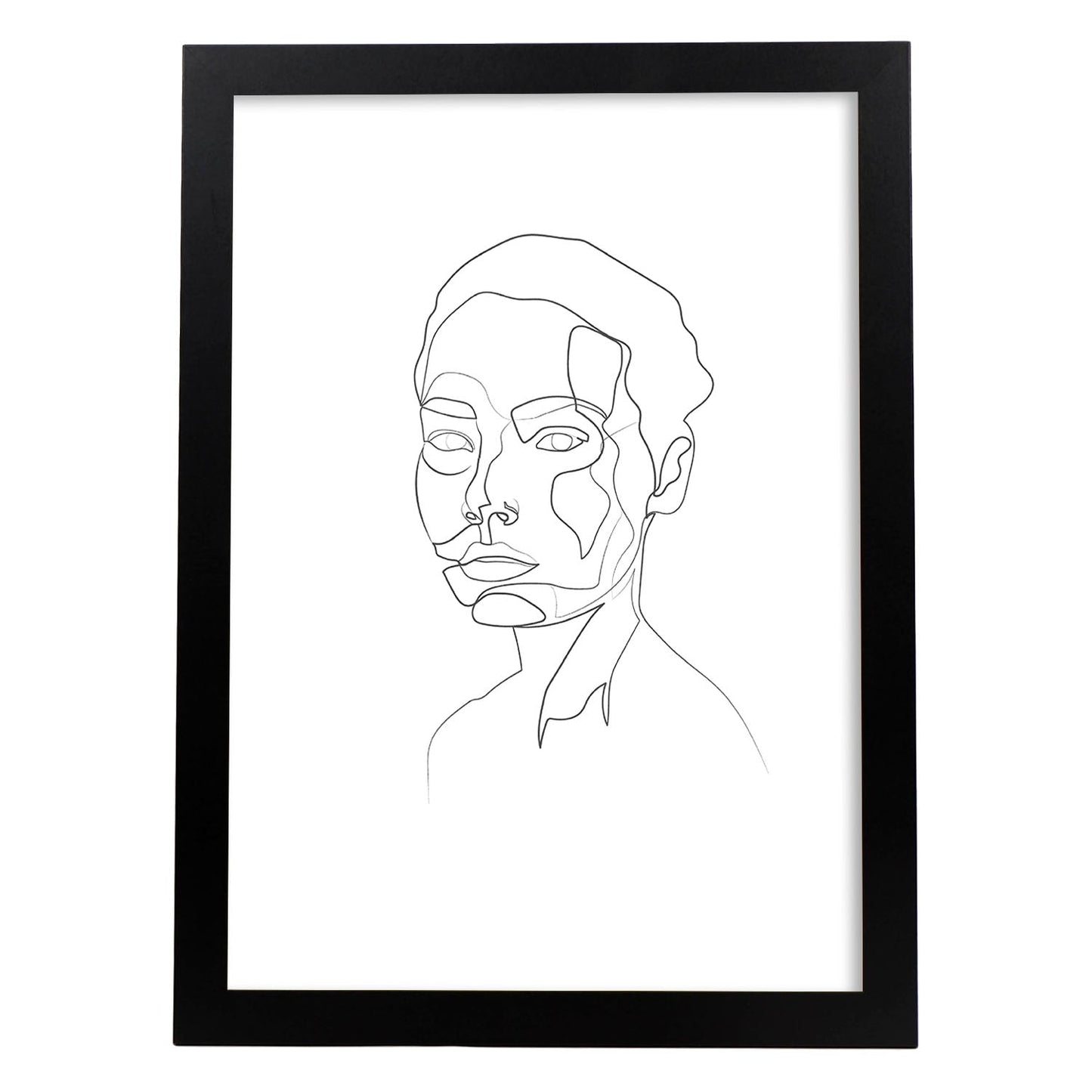 Posters de dibujos y bocetos a una linea. Lámina nordica de Rostro mujer 6.-Artwork-Nacnic-A3-Marco Negro-Nacnic Estudio SL