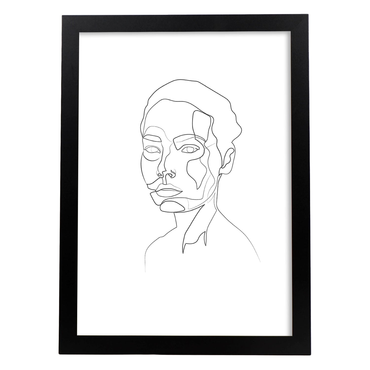 Posters de dibujos y bocetos a una linea. Lámina nordica de Rostro mujer 6.-Artwork-Nacnic-A3-Marco Negro-Nacnic Estudio SL