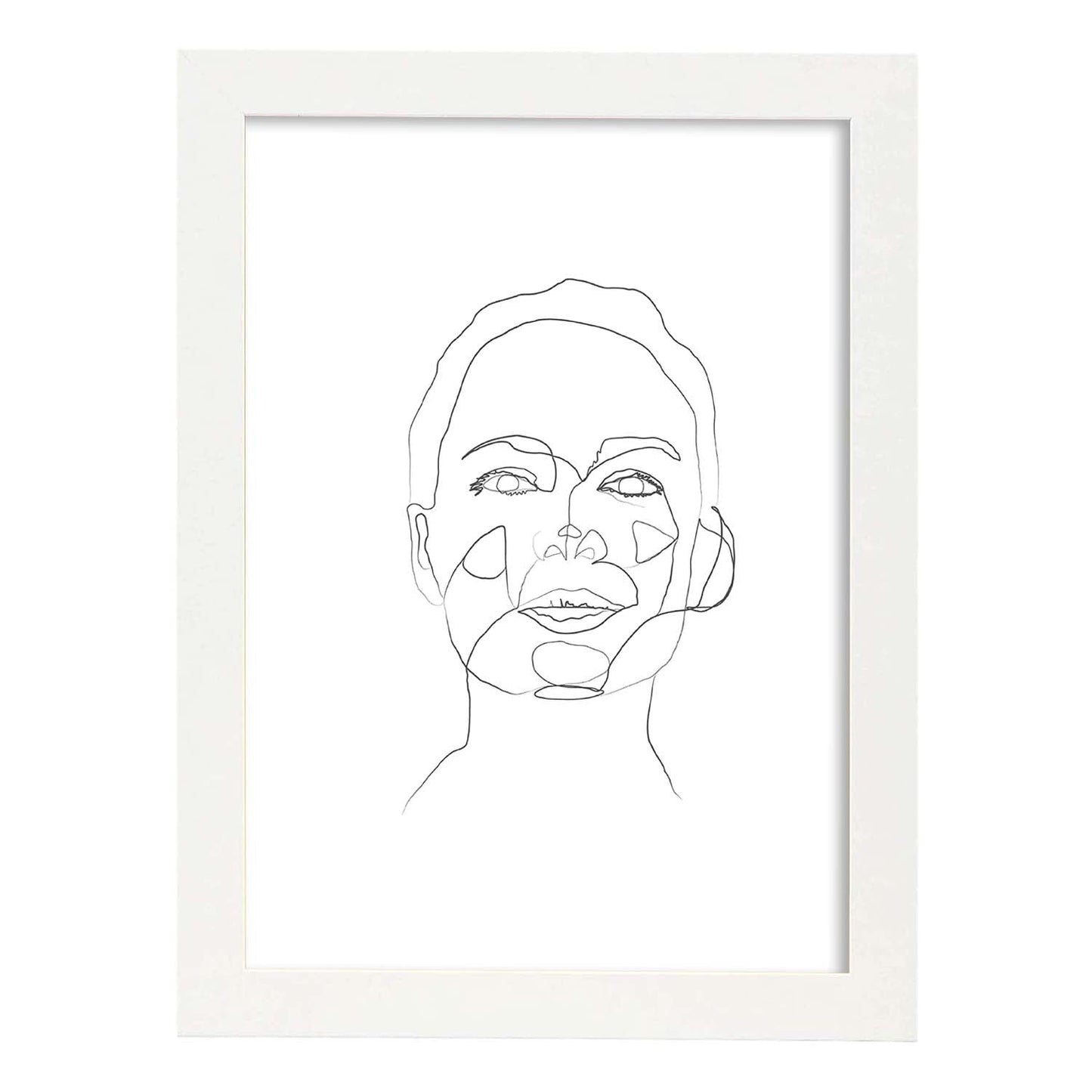 Posters de dibujos y bocetos a una linea. Lámina nordica de Rostro mujer 7.-Artwork-Nacnic-A4-Marco Blanco-Nacnic Estudio SL