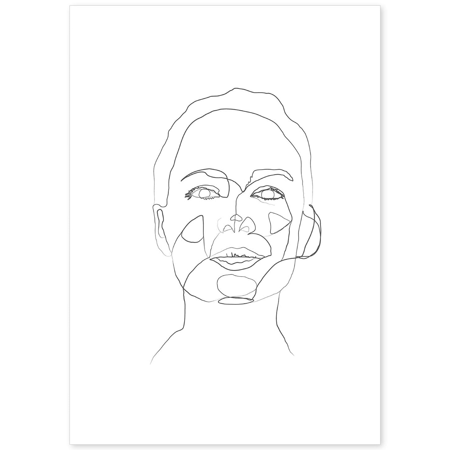 Posters de dibujos y bocetos a una linea. Lámina nordica de Rostro mujer 7.-Artwork-Nacnic-A4-Sin marco-Nacnic Estudio SL