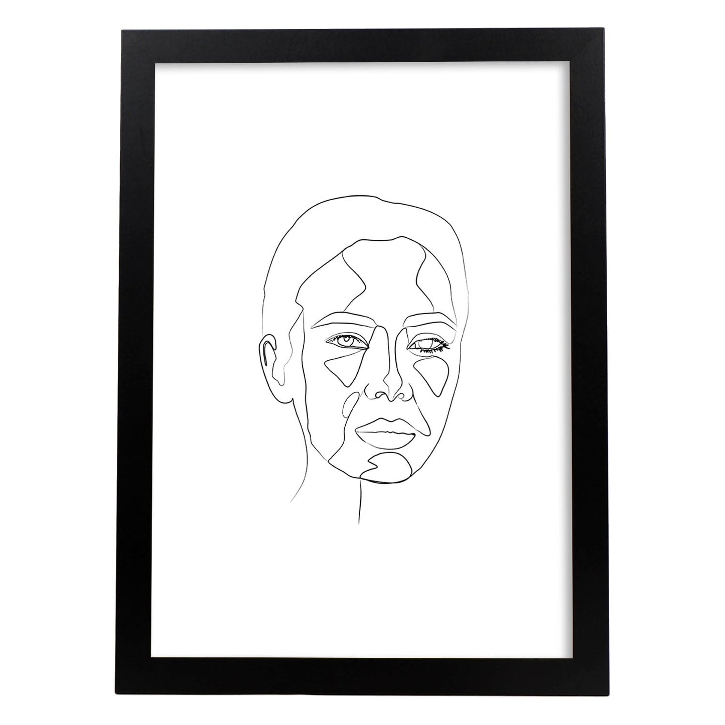 Posters de dibujos y bocetos a una linea. Lámina nordica de Rostro mujer 8.-Artwork-Nacnic-A4-Marco Negro-Nacnic Estudio SL