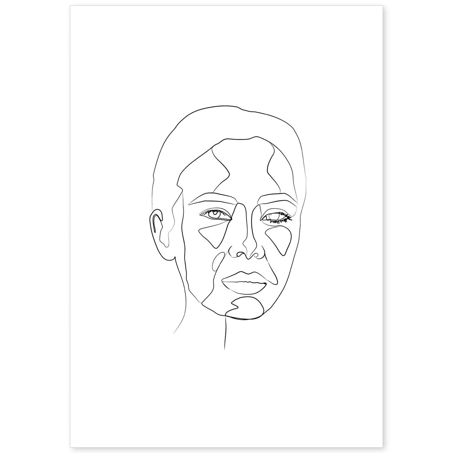 Posters de dibujos y bocetos a una linea. Lámina nordica de Rostro mujer 8.-Artwork-Nacnic-A4-Sin marco-Nacnic Estudio SL